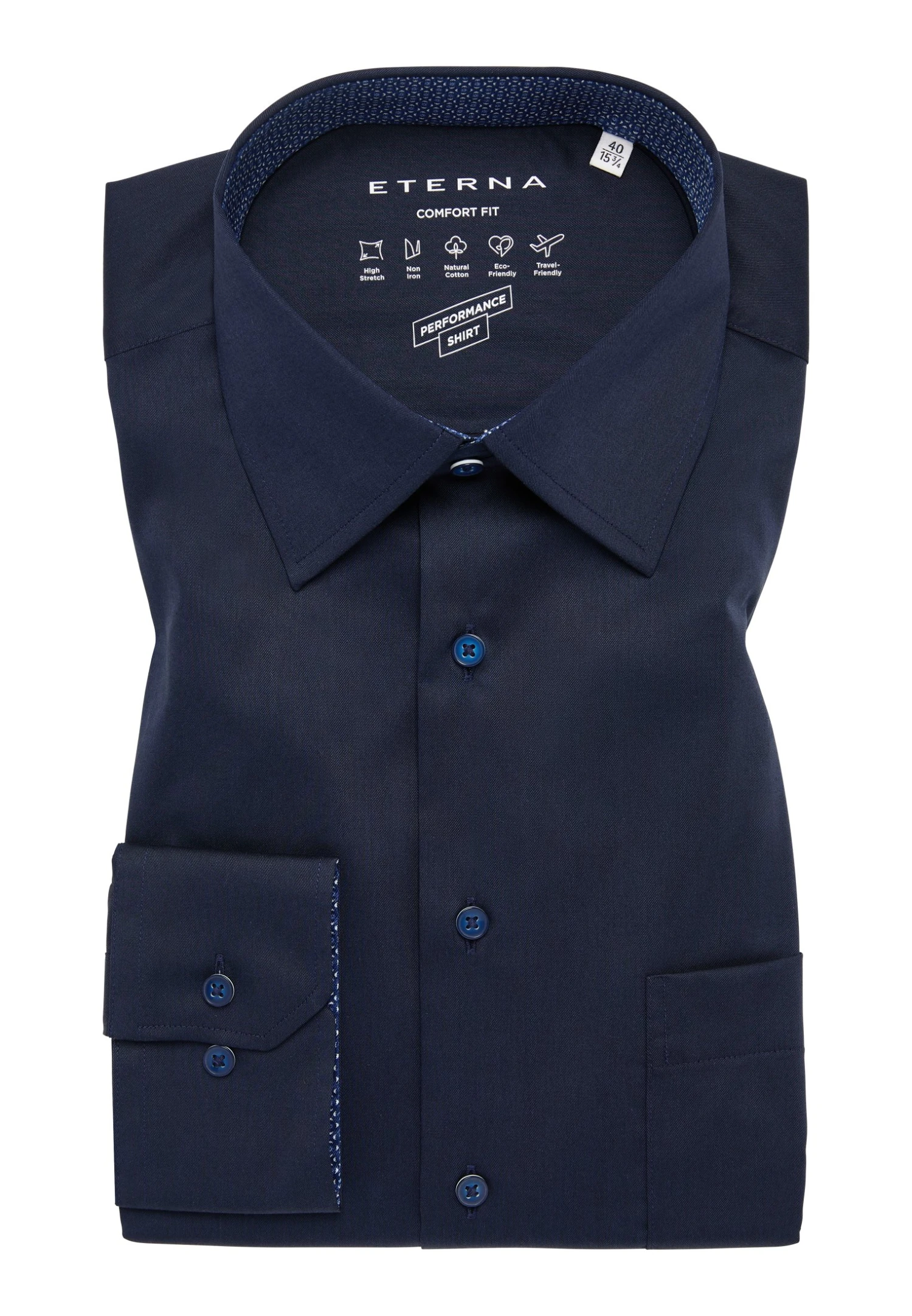 Eterna Performance Comfort Fit - Overhemd - Navy 7 Eterna Performance Comfort Fit - Overhemd - Navy - Afbeelding 5