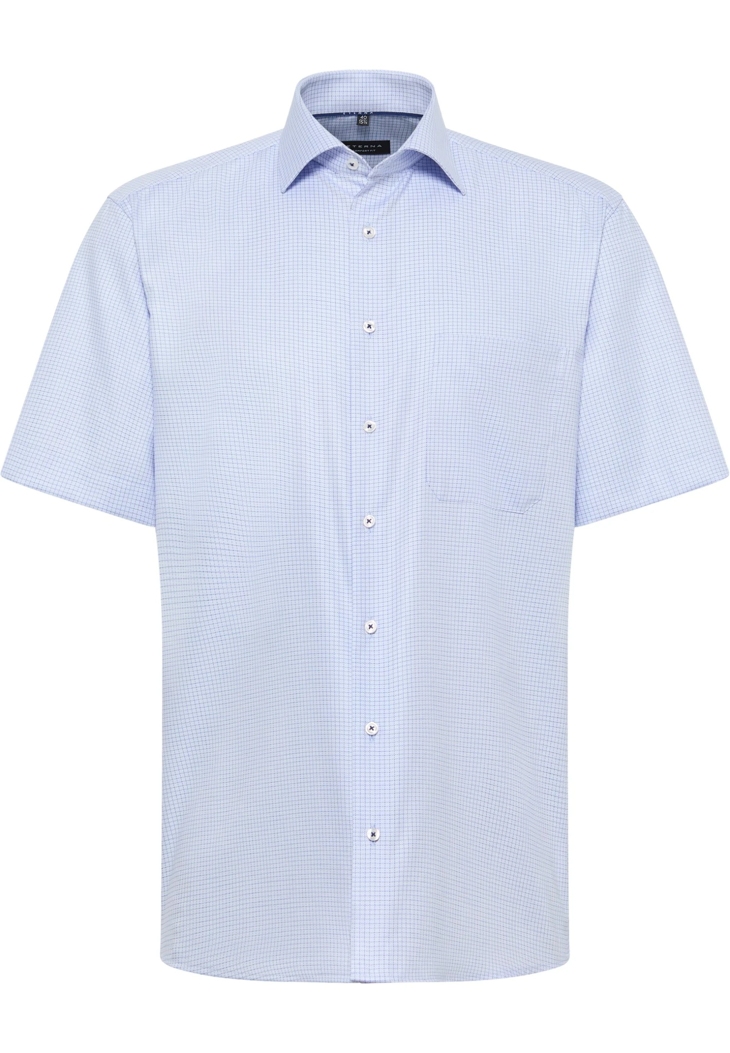 Eterna Kariertes -Kurzarm Comfort Fit - Overhemd - Blau 6 Eterna Kariertes -Kurzarm Comfort Fit - Overhemd - Blau - Afbeelding 4