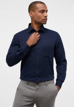 Eterna Struktur Modern Fit - Overhemd - Navy