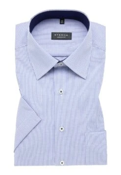 Eterna Kariertes Popeline-Kurzarm Comfort Fit - Overhemd - Himmelblau -Eterna 05527eb2121343ac86abf7647b3727bc