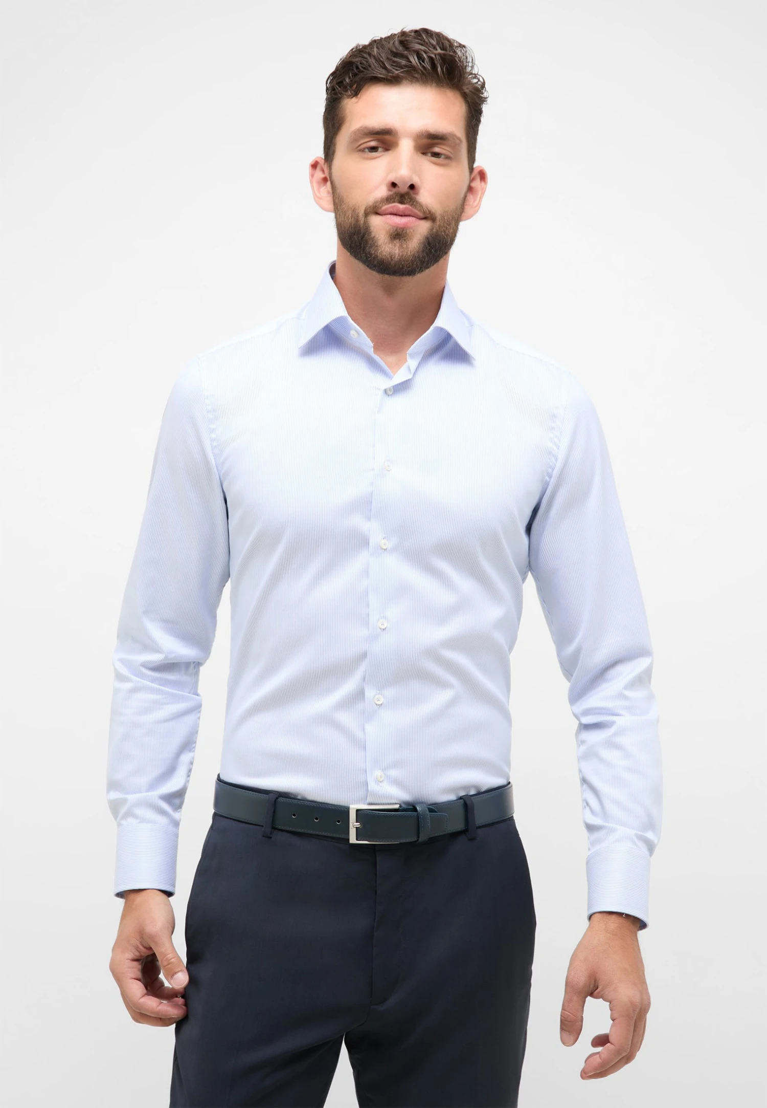 Eterna Gestreiftes Slim Fit - Zakelijk Overhemd - Hellblau 3 Eterna Gestreiftes Slim Fit - Zakelijk Overhemd - Hellblau
