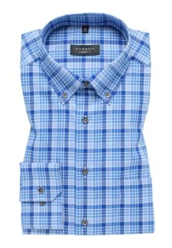 Eterna Kariertes Comfort Fit - Overhemd - Mittelblau -Eterna 067385bf64ea4f1cbd5f5ae9a1996ac4