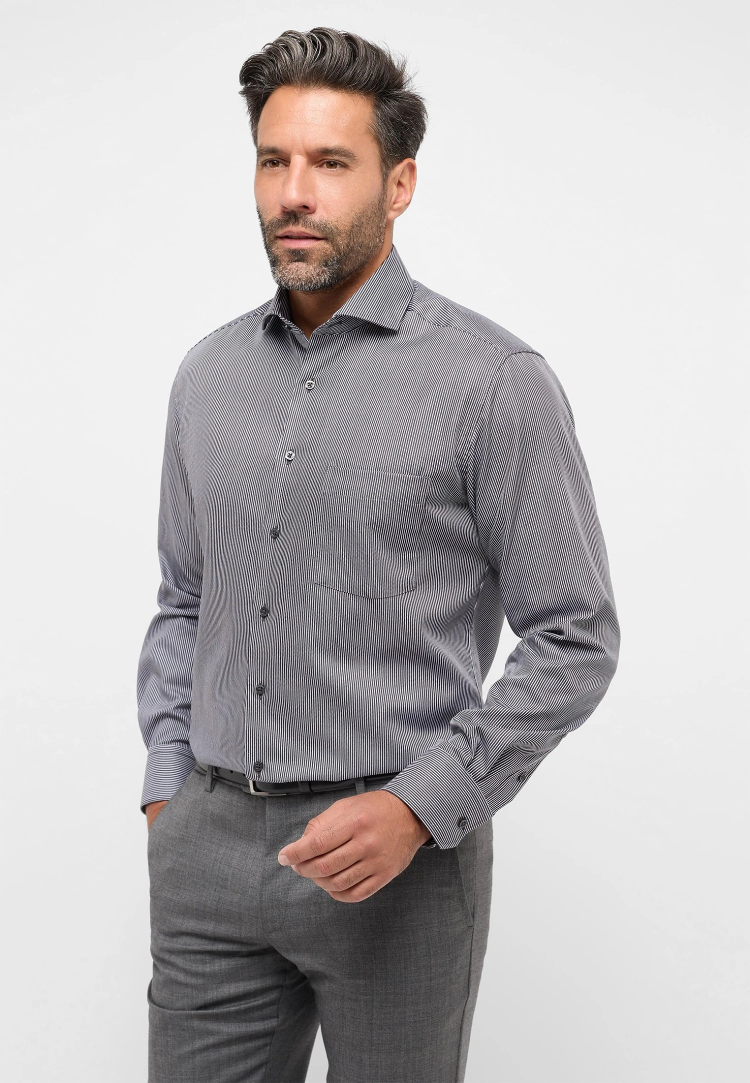 Eterna Hemd Aus Satingewebe Modern Fit - Overhemd - Anthrazit 3 Eterna Hemd Aus Satingewebe Modern Fit - Overhemd - Anthrazit