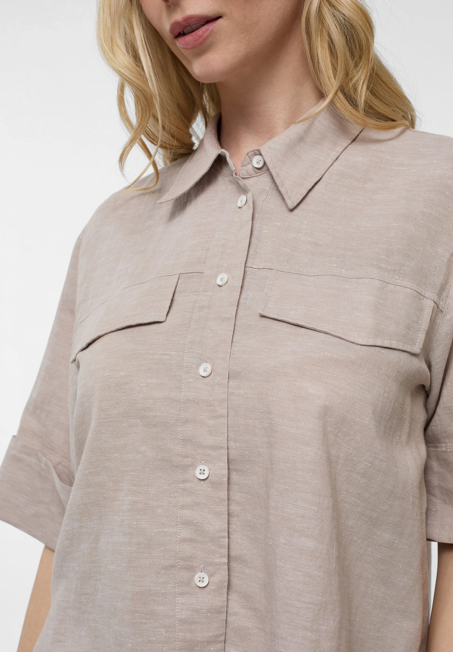 Eterna Even Loose Fit - Overhemdblouse - Sand 5 Eterna Even Loose Fit - Overhemdblouse - Sand - Afbeelding 3