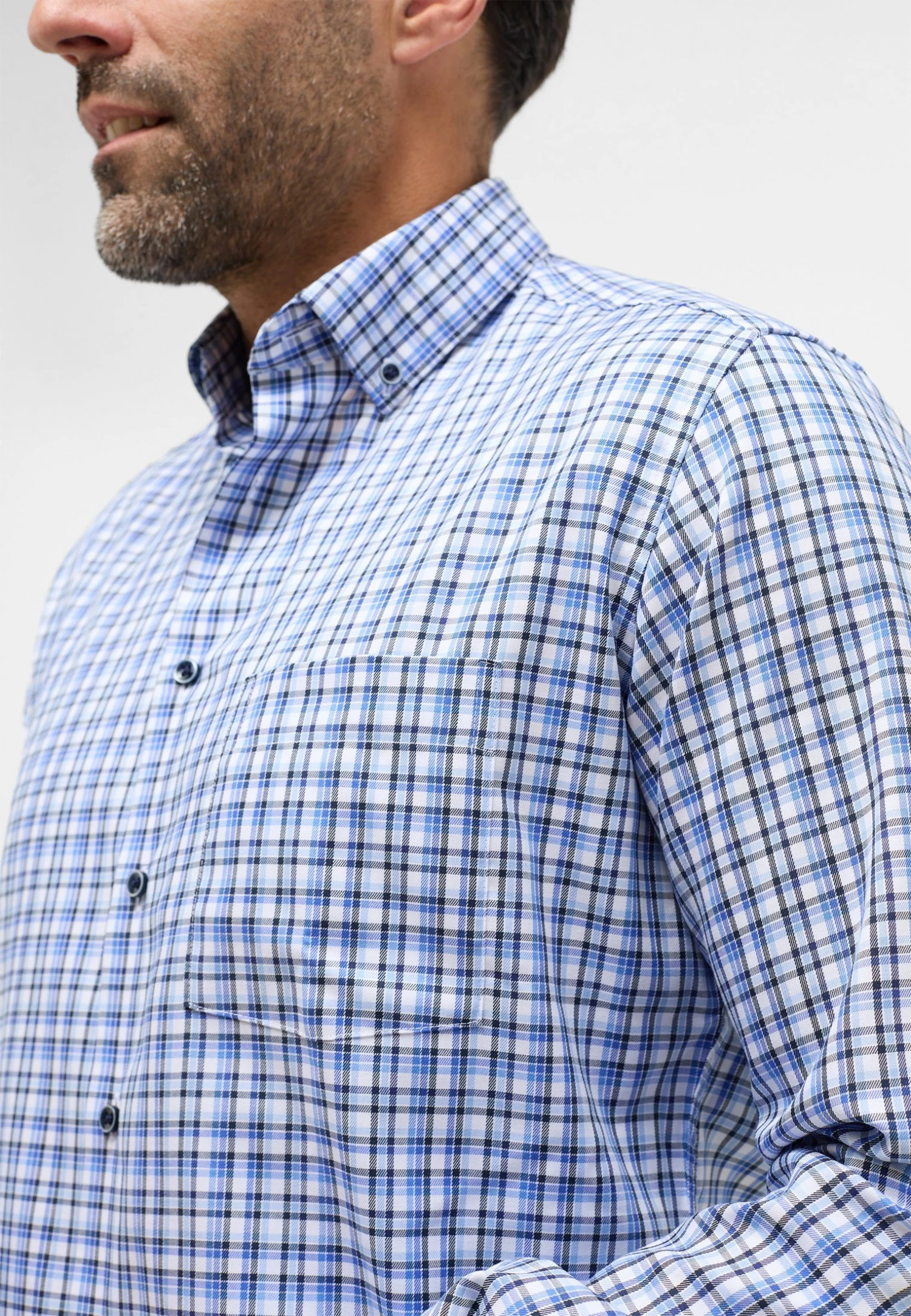 Eterna Kariertes Modern Fit - Overhemd - Blau 5 Eterna Kariertes Modern Fit - Overhemd - Blau - Afbeelding 3