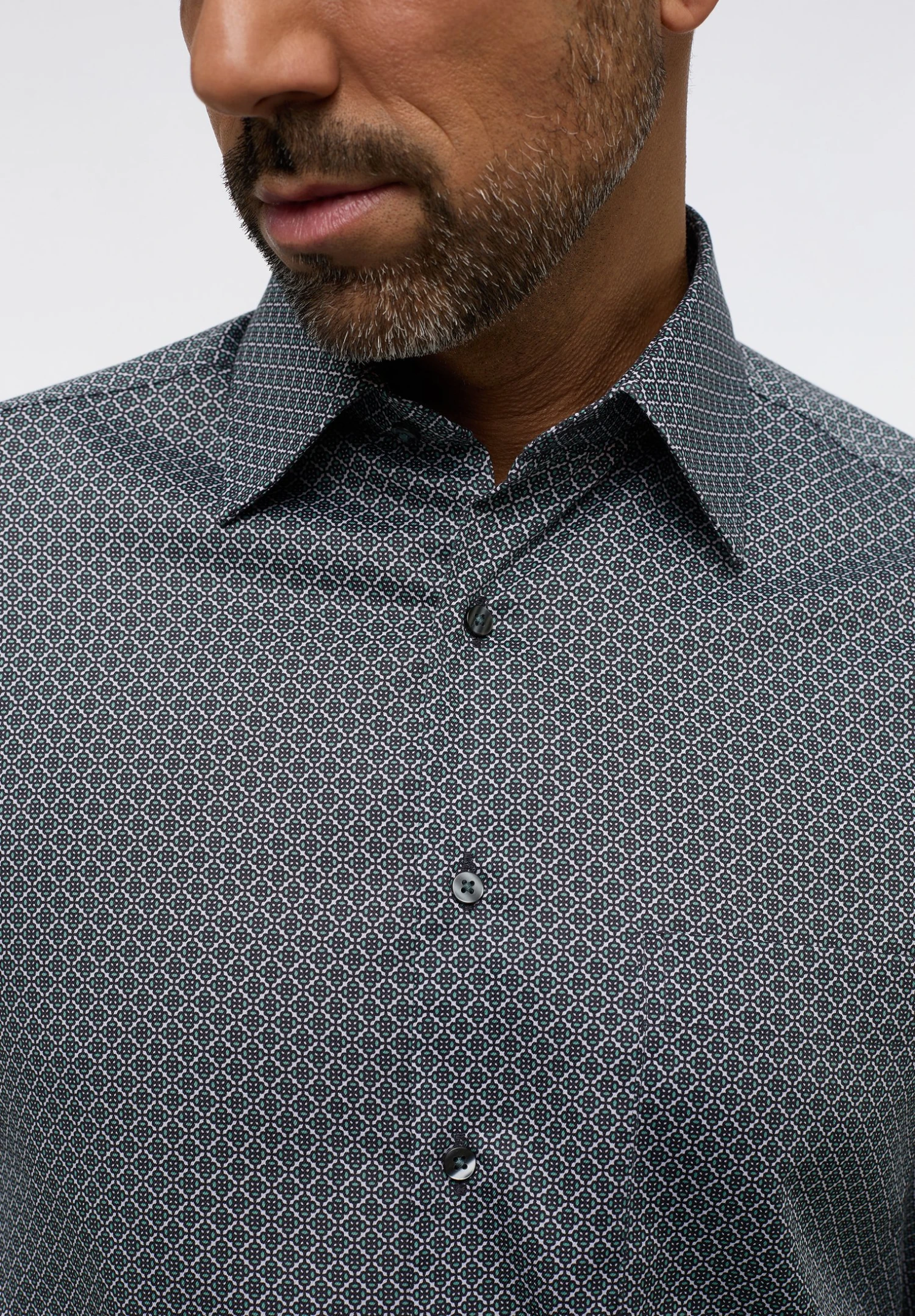 Eterna Bedrucktes Comfort Fit - Overhemd - Grün 5 Eterna Bedrucktes Comfort Fit - Overhemd - Grün - Afbeelding 3