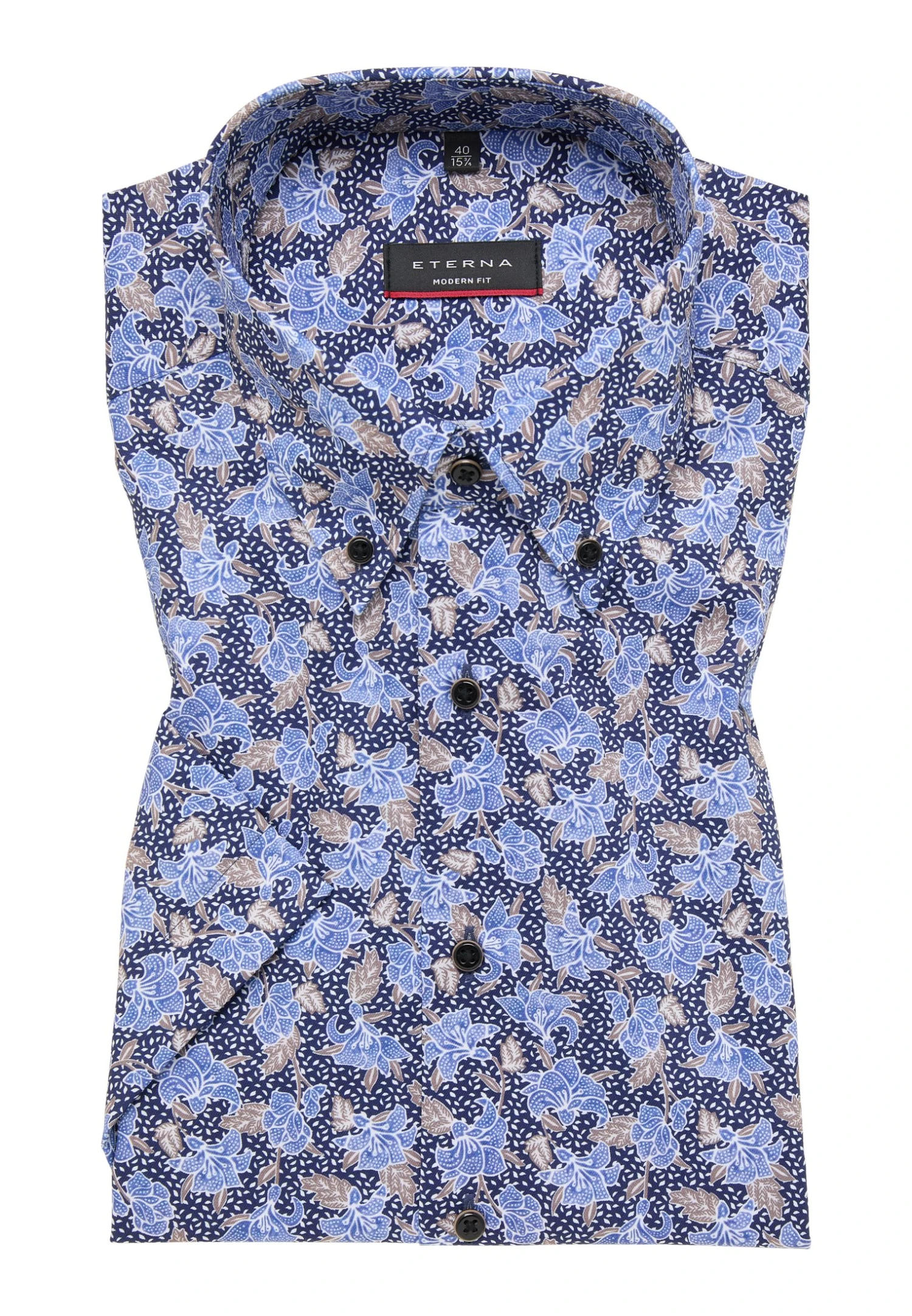 Eterna Bedrucktes Kurzarm Modern Fit - Overhemd - Blau 8 Eterna Bedrucktes Kurzarm Modern Fit - Overhemd - Blau - Afbeelding 6