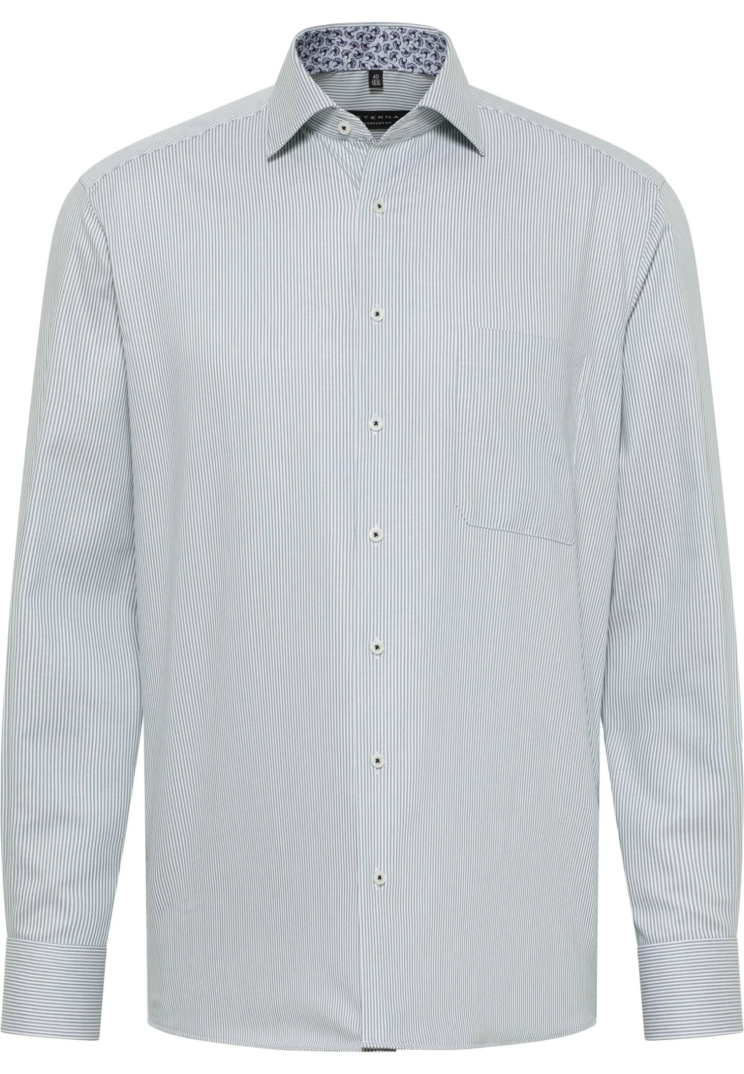 Eterna Gestreiftes Comfort Fit - Overhemd - Salbeigrün 6 Eterna Gestreiftes Comfort Fit - Overhemd - Salbeigrün - Afbeelding 4