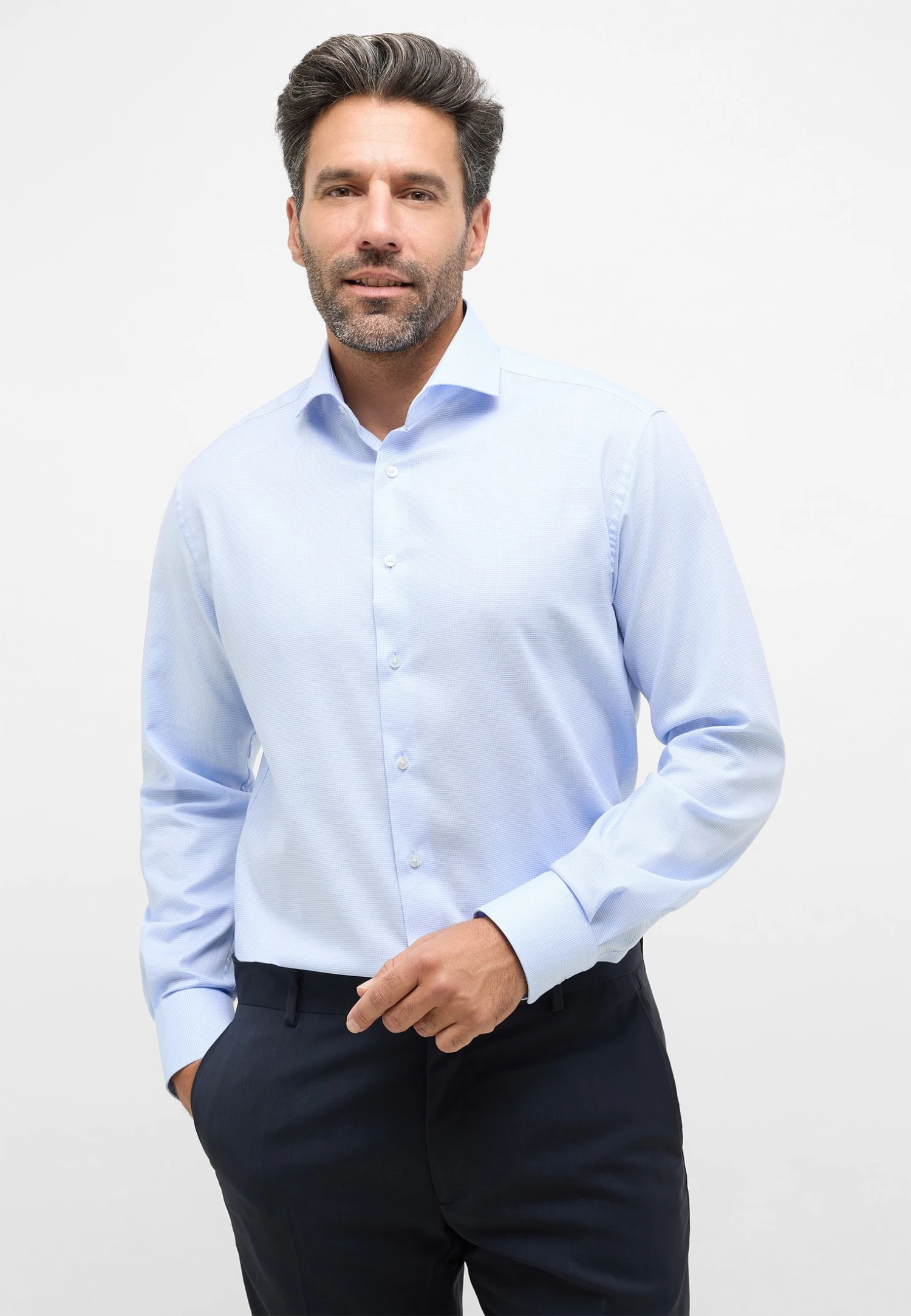 Eterna Struktur Modern Fit - Zakelijk Overhemd - Hellblau 3 Eterna Struktur Modern Fit - Zakelijk Overhemd - Hellblau
