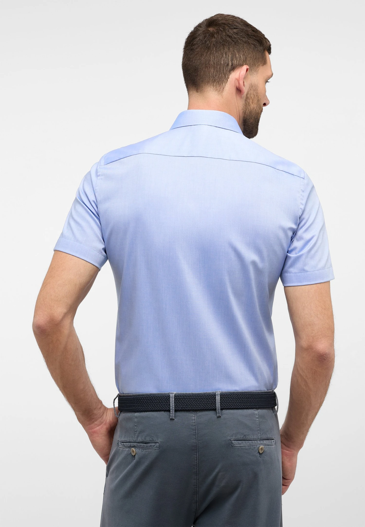 Eterna Unifarbenes Pinpoint Kurzarm Slim Fit - Overhemd - Blau 4 Eterna Unifarbenes Pinpoint Kurzarm Slim Fit - Overhemd - Blau - Afbeelding 2