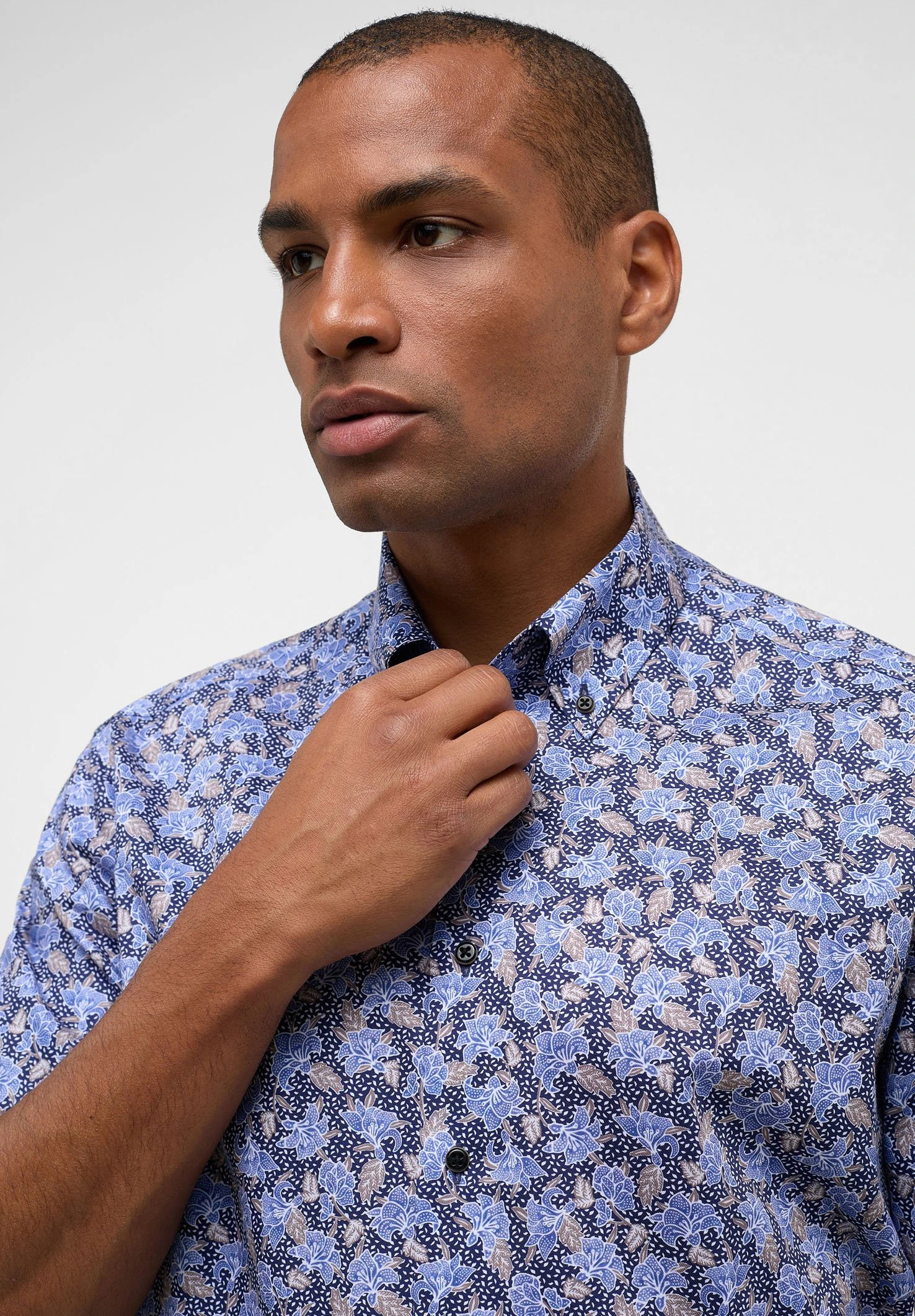 Eterna Bedrucktes Kurzarm Comfort Fit - Overhemd - Blau 5 Eterna Bedrucktes Kurzarm Comfort Fit - Overhemd - Blau - Afbeelding 3