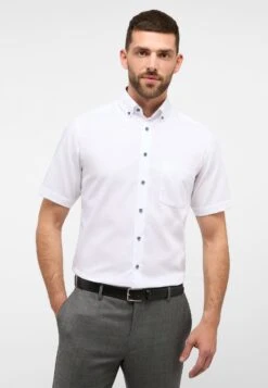 Eterna Strukturiertes Kurzarm Modern Fit - Overhemd - Weiß