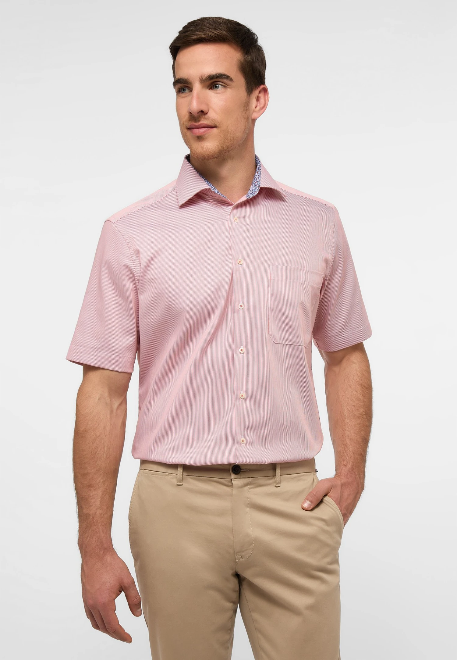 Eterna Gestreiftes Comfort Fit - Overhemd - Rusty Red 3 Eterna Gestreiftes Comfort Fit - Overhemd - Rusty Red