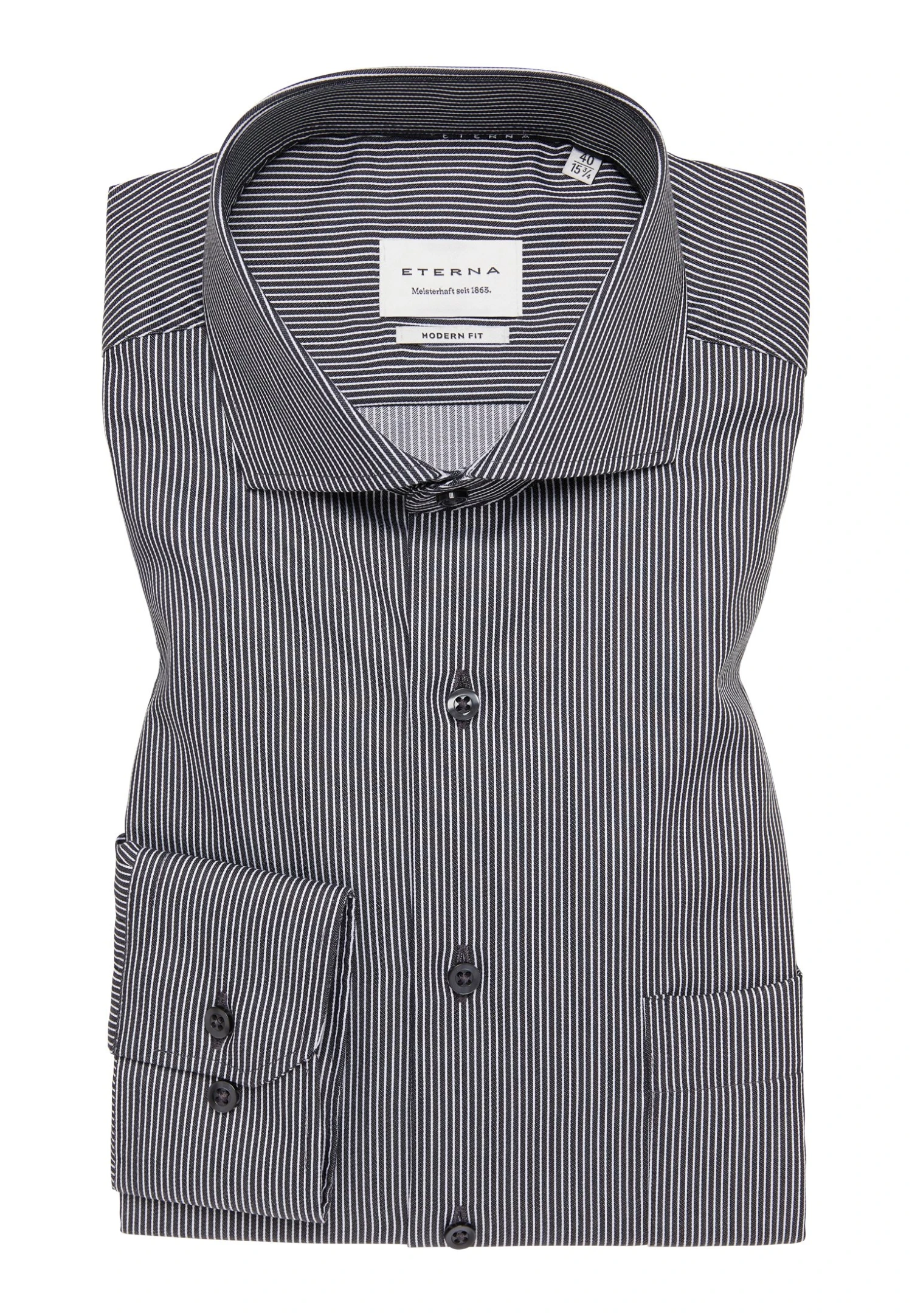 Eterna Hemd Aus Satingewebe Modern Fit - Overhemd - Anthrazit 8 Eterna Hemd Aus Satingewebe Modern Fit - Overhemd - Anthrazit - Afbeelding 6