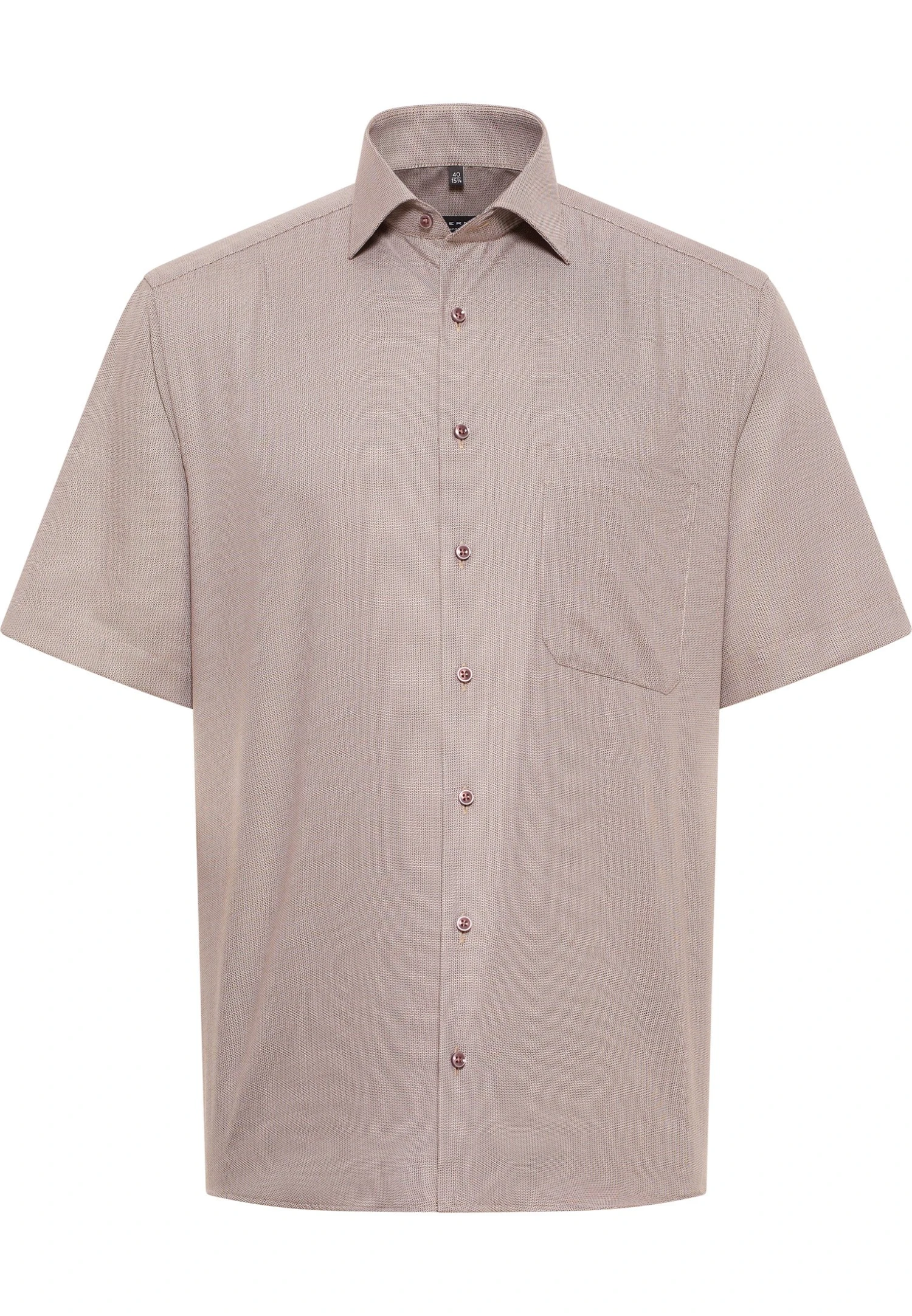 Eterna Strukturiertes Kurzarm Comfort Fit - Overhemd - Taupe 6 Eterna Strukturiertes Kurzarm Comfort Fit - Overhemd - Taupe - Afbeelding 4