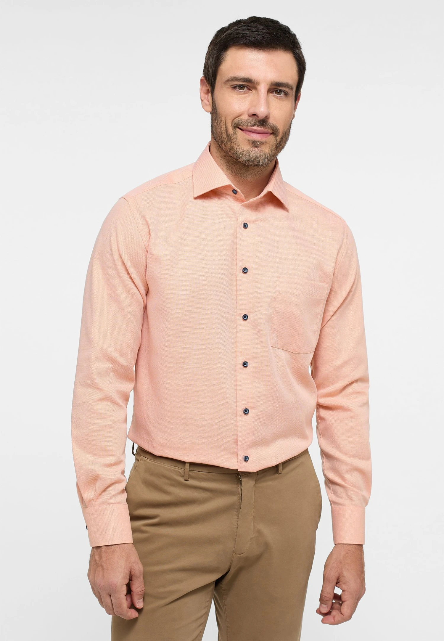 Eterna Struktur Modern Fit - Overhemd - Orange 3 Eterna Struktur Modern Fit - Overhemd - Orange