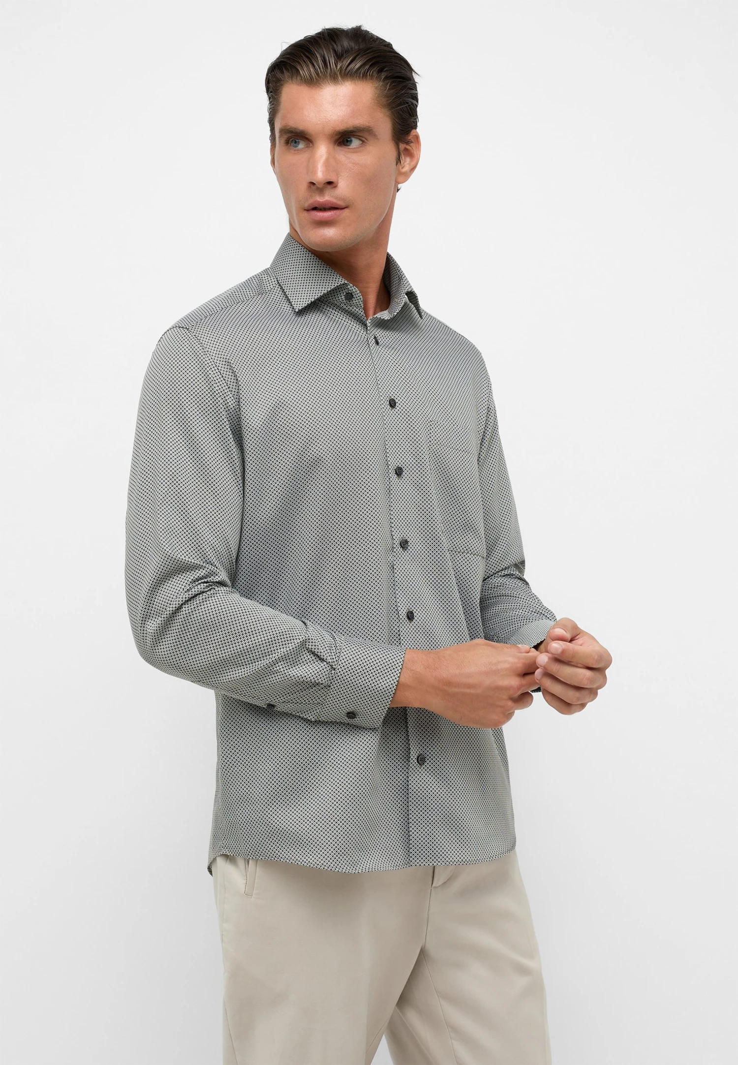 Eterna Print Comfort Fit - Overhemd - Grün 3 Eterna Print Comfort Fit - Overhemd - Grün