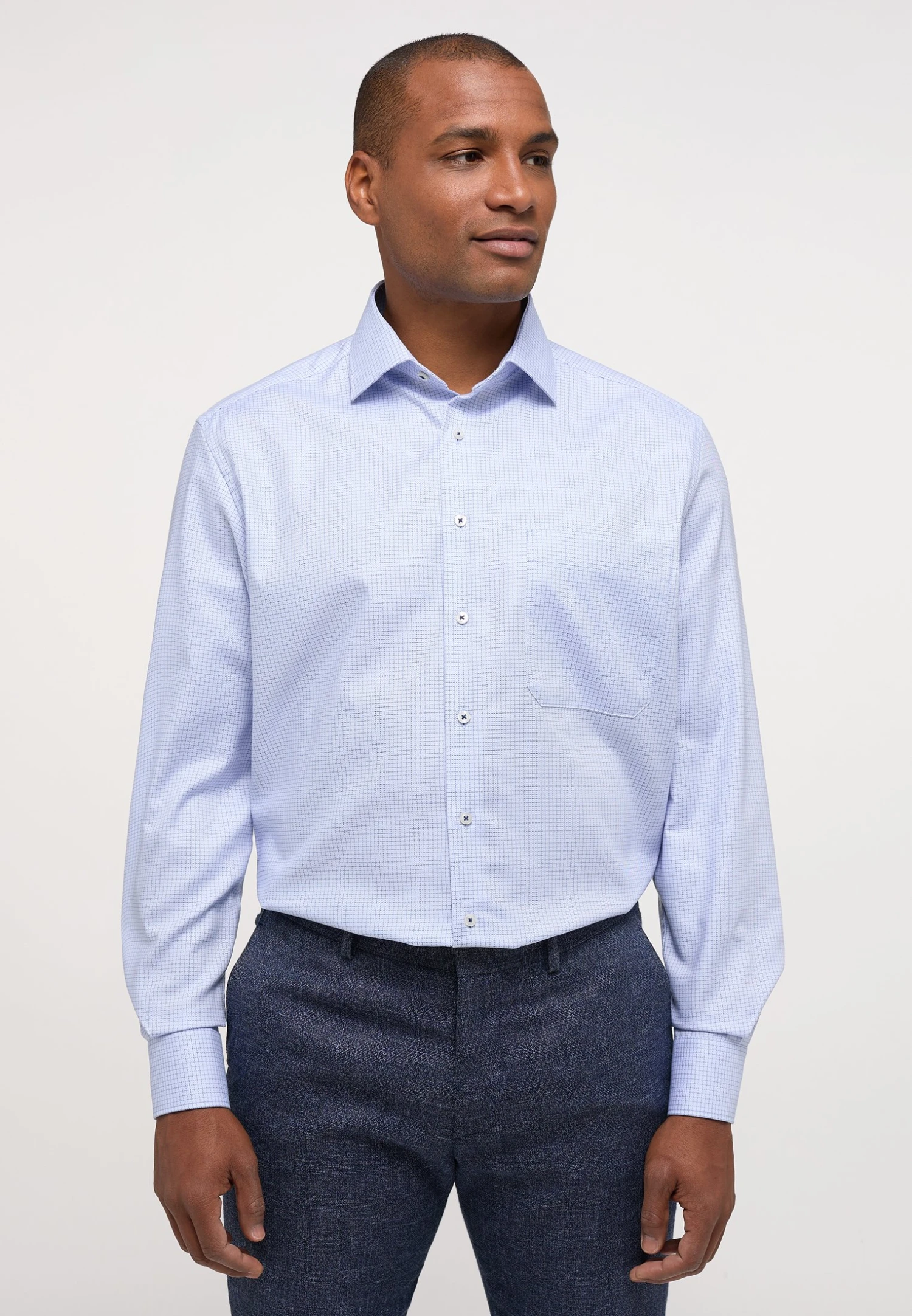 Eterna Kariertes Twill Comfort Fit - Zakelijk Overhemd - Blau 3 Eterna Kariertes Twill Comfort Fit - Zakelijk Overhemd - Blau