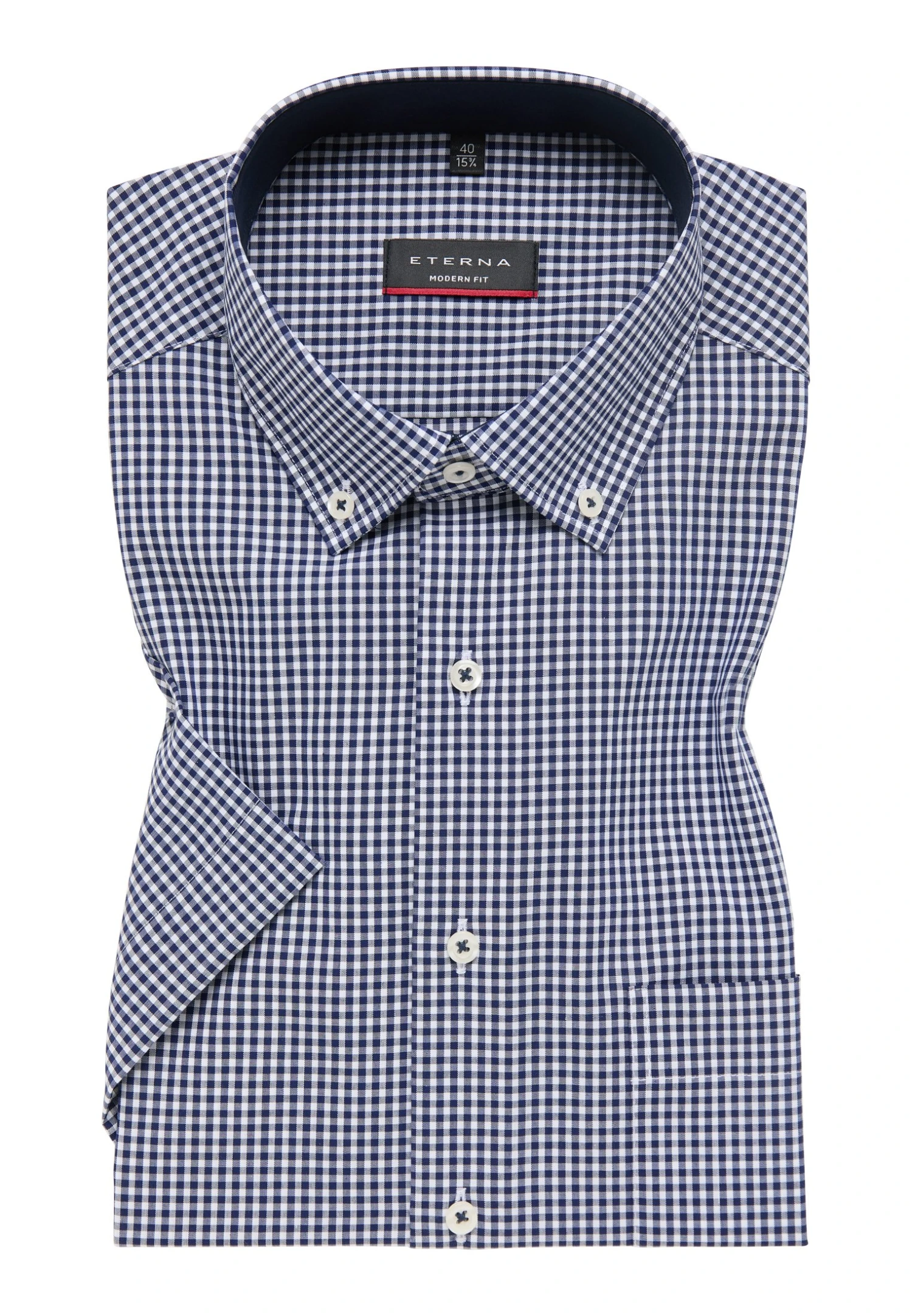 Eterna Kariertes Kurzarm Modern Fit - Overhemd - Navy 8 Eterna Kariertes Kurzarm Modern Fit - Overhemd - Navy - Afbeelding 6