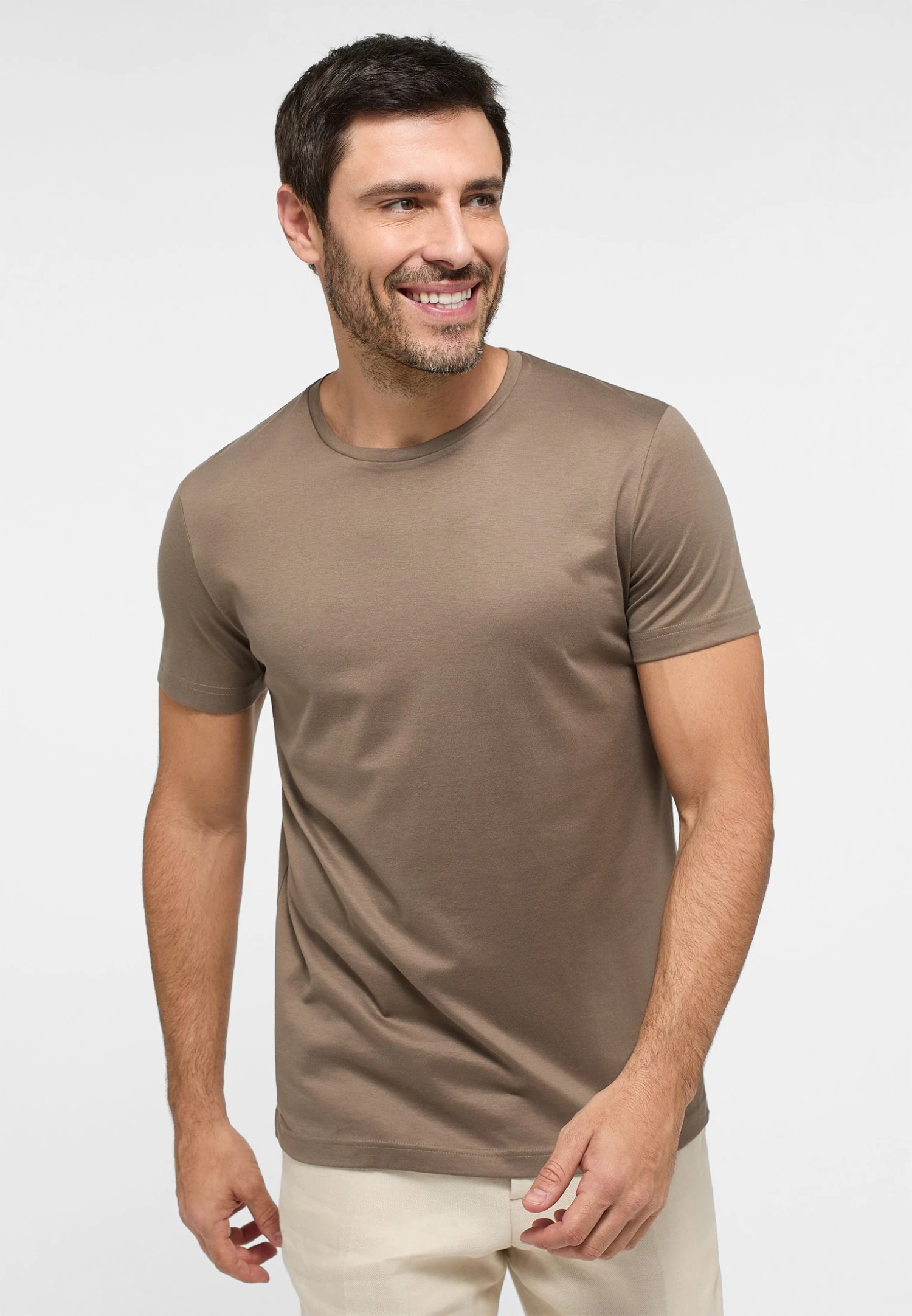 Eterna Soft Tailoring - T-Shirt Basic - Taupe 3 Eterna Soft Tailoring - T-Shirt Basic - Taupe
