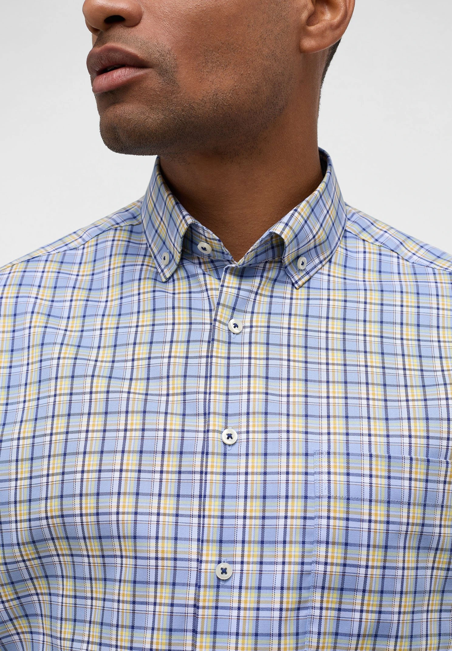 Eterna Kariertes Modern Fit - Overhemd - Hellblau 5 Eterna Kariertes Modern Fit - Overhemd - Hellblau - Afbeelding 3
