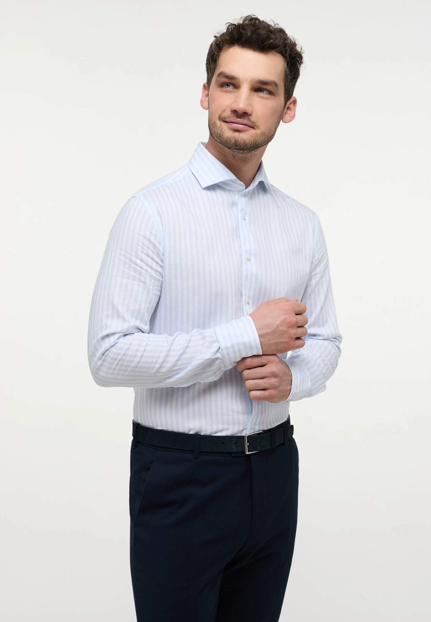 Eterna Gestreiftes Soft Tailoring- Zakelijk Overhemd - Hellblau 3 Eterna Gestreiftes Soft Tailoring- Zakelijk Overhemd - Hellblau