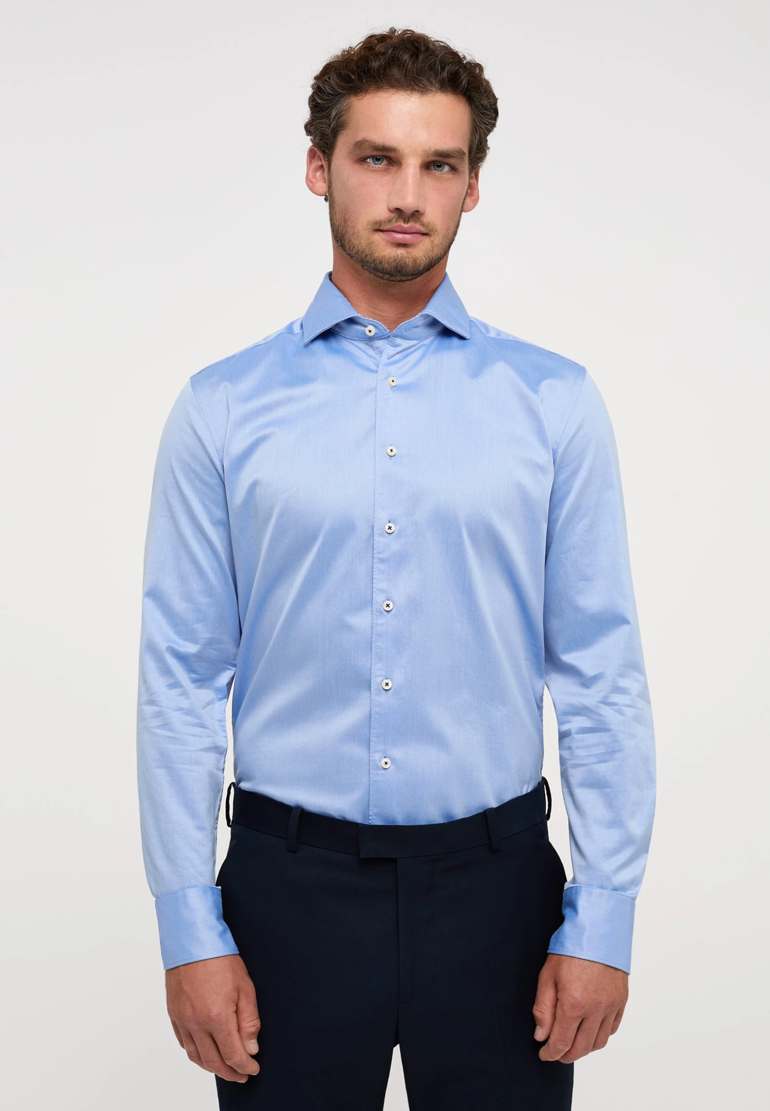 Eterna Langarm Slim Fit - Overhemd - Mittelblau 3 Eterna Langarm Slim Fit - Overhemd - Mittelblau