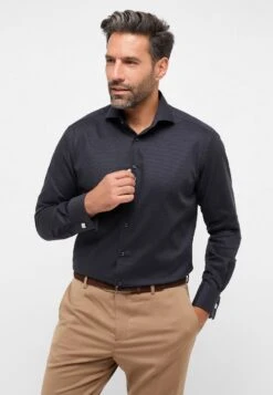 Eterna Strukturiertes Modern Fit - Overhemd - Graphit