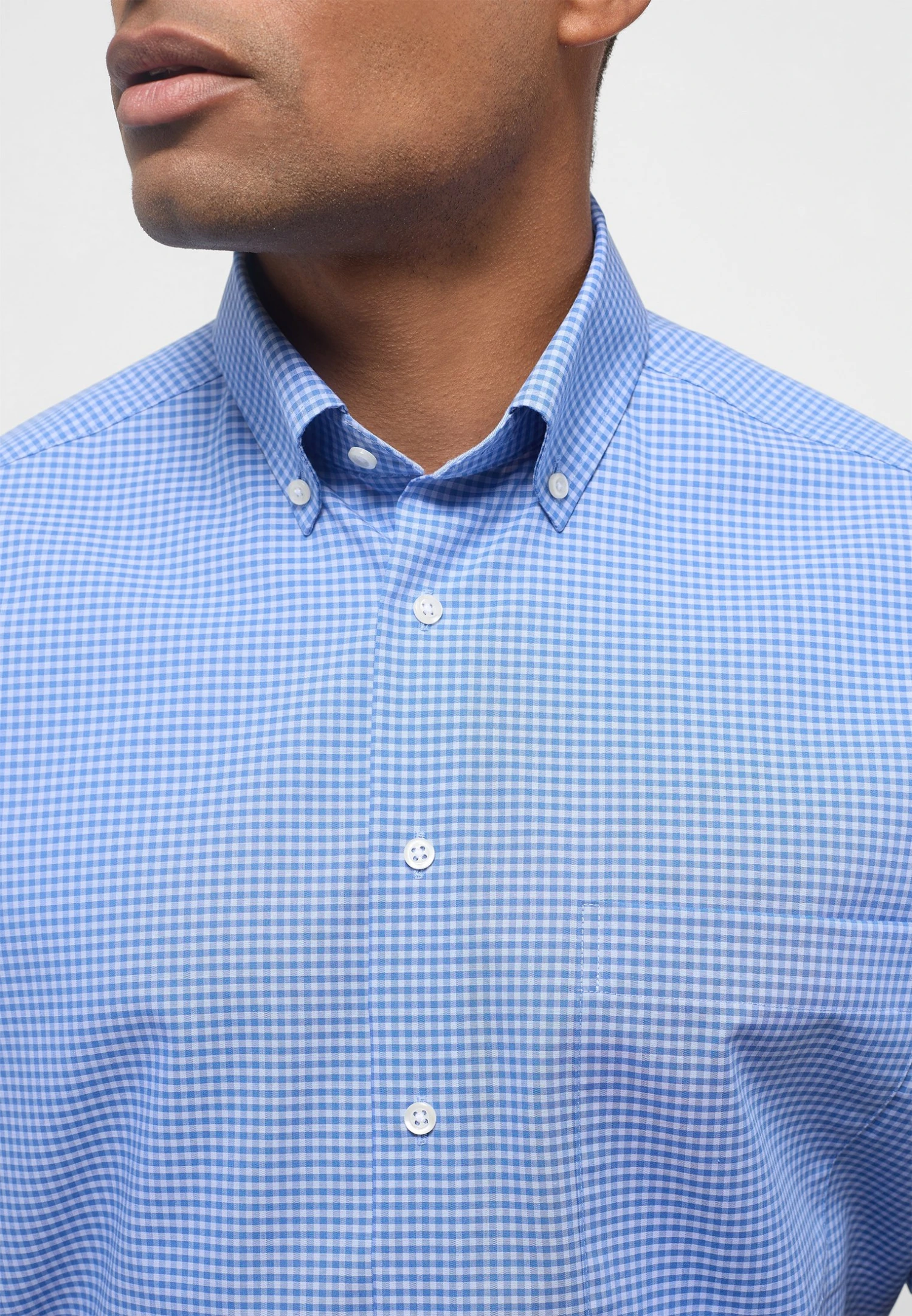 Eterna Kariertes Popeline Comfort Fit - Overhemd - Denim 5 Eterna Kariertes Popeline Comfort Fit - Overhemd - Denim - Afbeelding 3