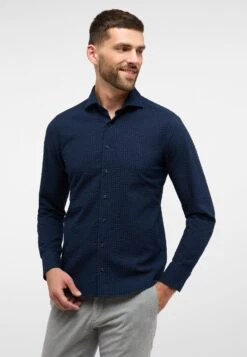 Eterna Seersucker Slim Fit - Overhemd - Navy