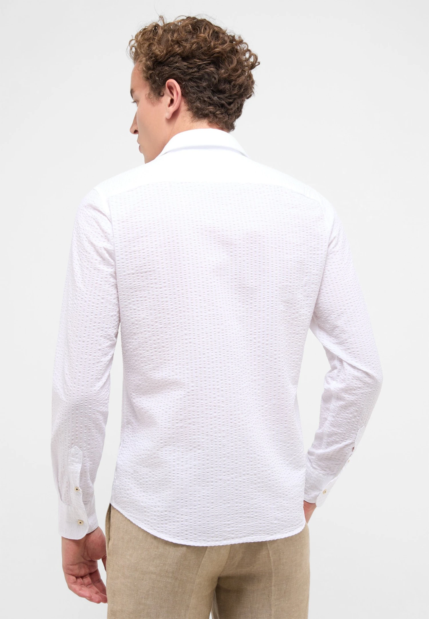 Eterna Seersucker Slim Fit - Overhemd - Weiß 4 Eterna Seersucker Slim Fit - Overhemd - Weiß - Afbeelding 2