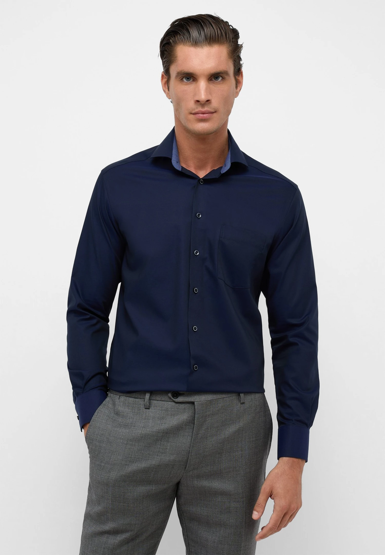 Eterna Pinpoint Modern Fit - Overhemd - Dunkelblau 3 Eterna Pinpoint Modern Fit - Overhemd - Dunkelblau