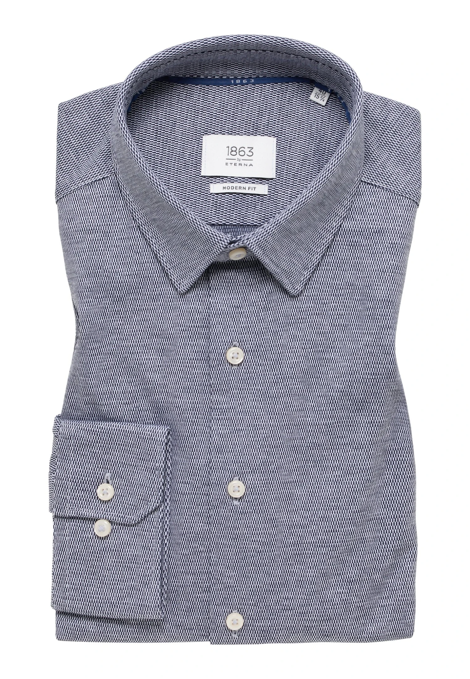 Eterna Soft Tailoring Struktur Modern Fit - Overhemd - Navy 8 Eterna Soft Tailoring Struktur Modern Fit - Overhemd - Navy - Afbeelding 6