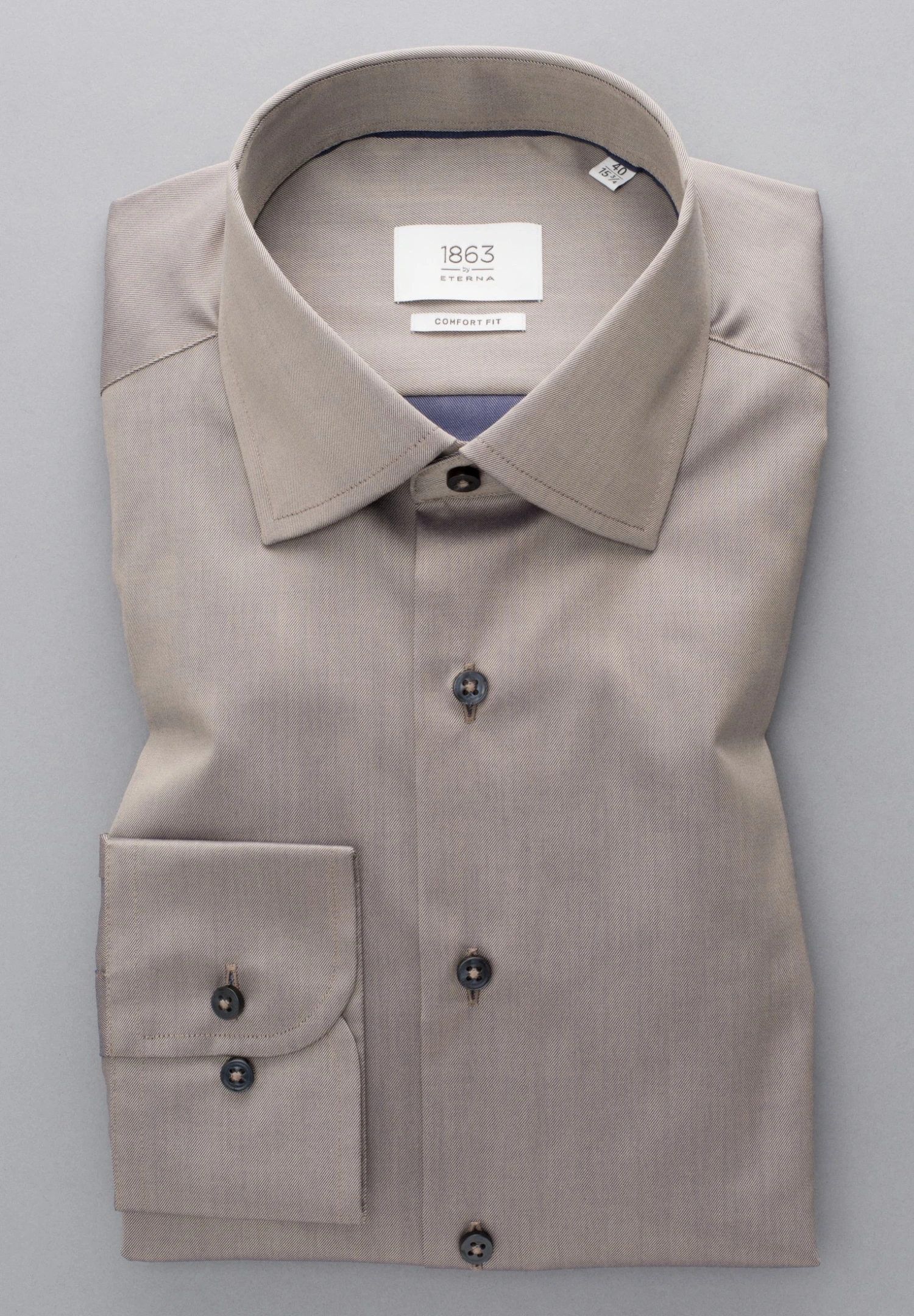 Eterna Comfort Fit - Zakelijk Overhemd - Taupe 8 Eterna Comfort Fit - Zakelijk Overhemd - Taupe - Afbeelding 6