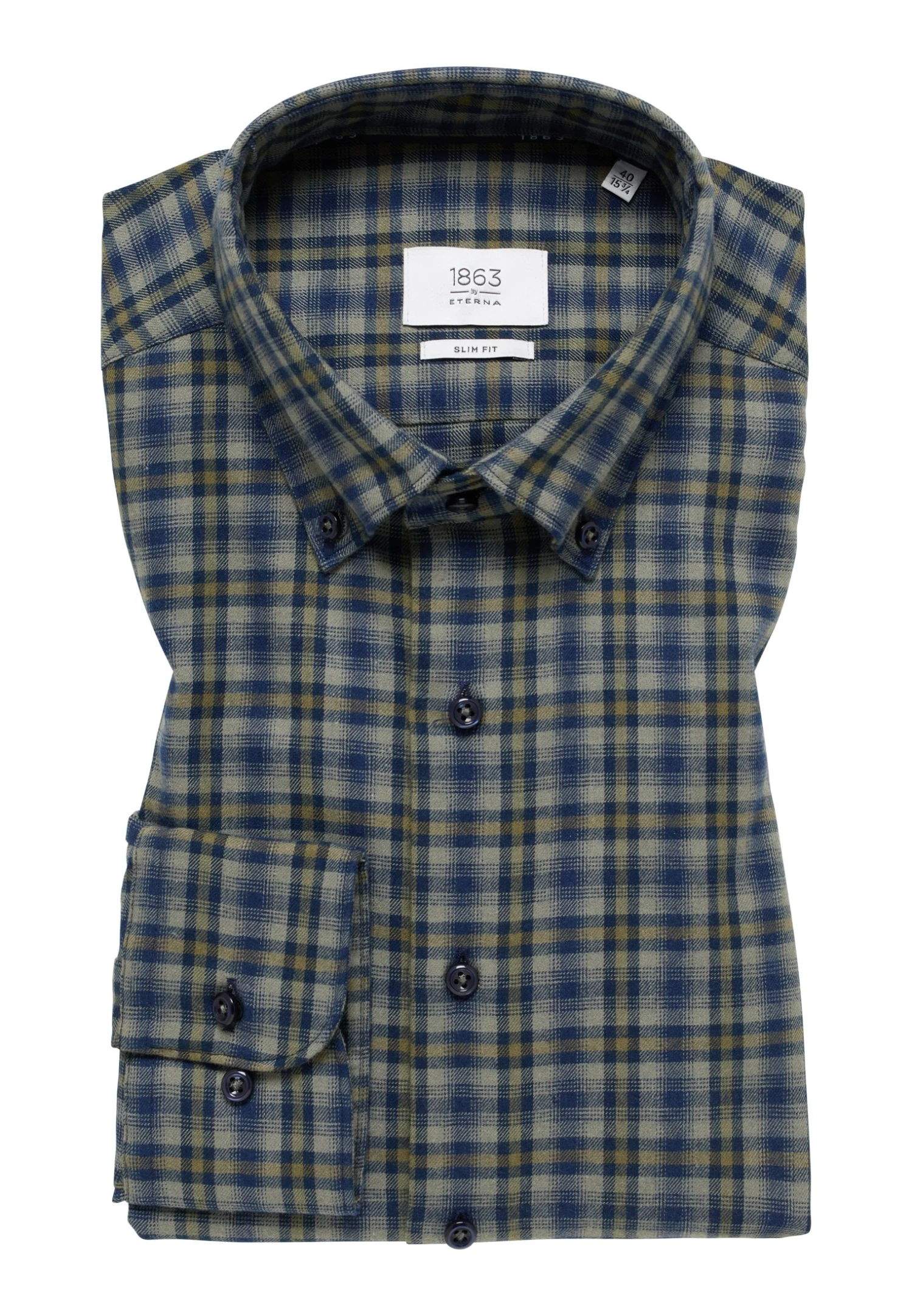 Eterna Kariertes Soft TailoringSlim Fit - Overhemd - Dunkelblau 8 Eterna Kariertes Soft TailoringSlim Fit - Overhemd - Dunkelblau - Afbeelding 6