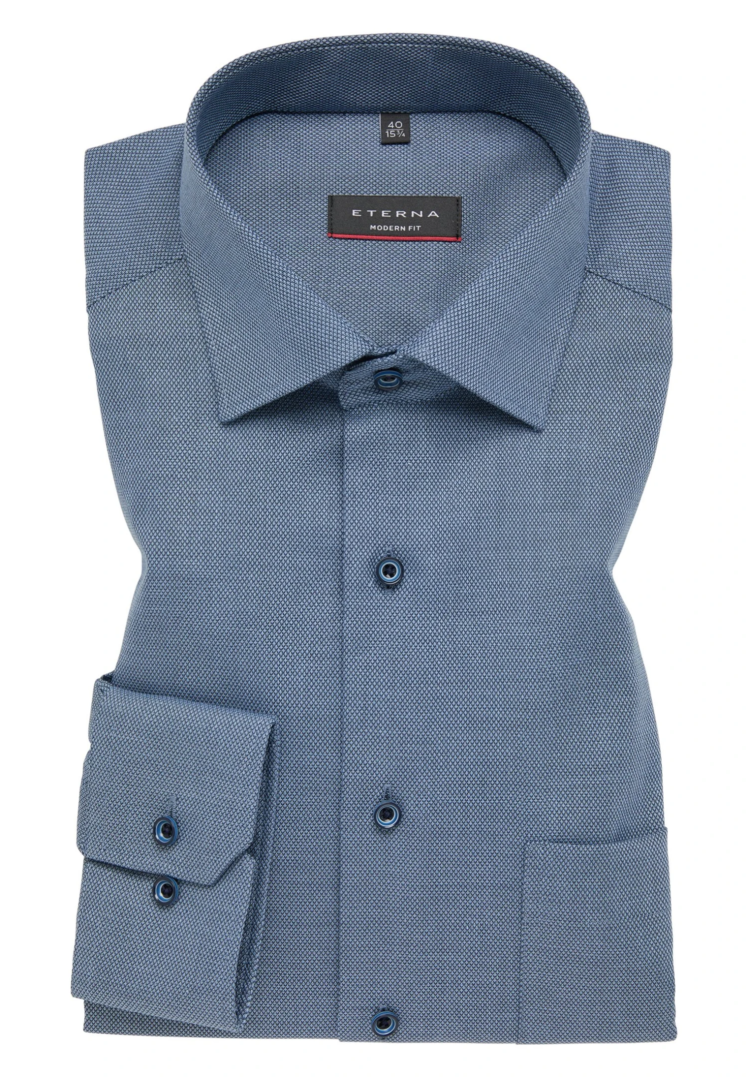 Eterna Struktur Modern Fit - Overhemd - Denim 8 Eterna Struktur Modern Fit - Overhemd - Denim - Afbeelding 6