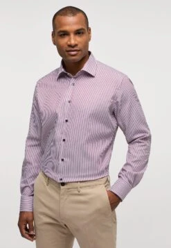 Eterna Gestreiftes TwillModern Fit - Overhemd - Berry