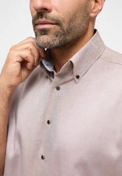 Eterna Unifarbenes Oxford Kurzarm Comfort Fit - Overhemd - Beige -Eterna 4129f42d50c34637bb096cc2c7bf4472