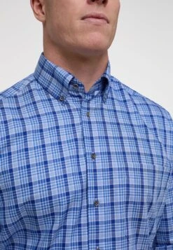 Eterna Kariertes Comfort Fit - Overhemd - Mittelblau -Eterna 421e08d9587f4ef4ba1aa4f0ec9ab6e6