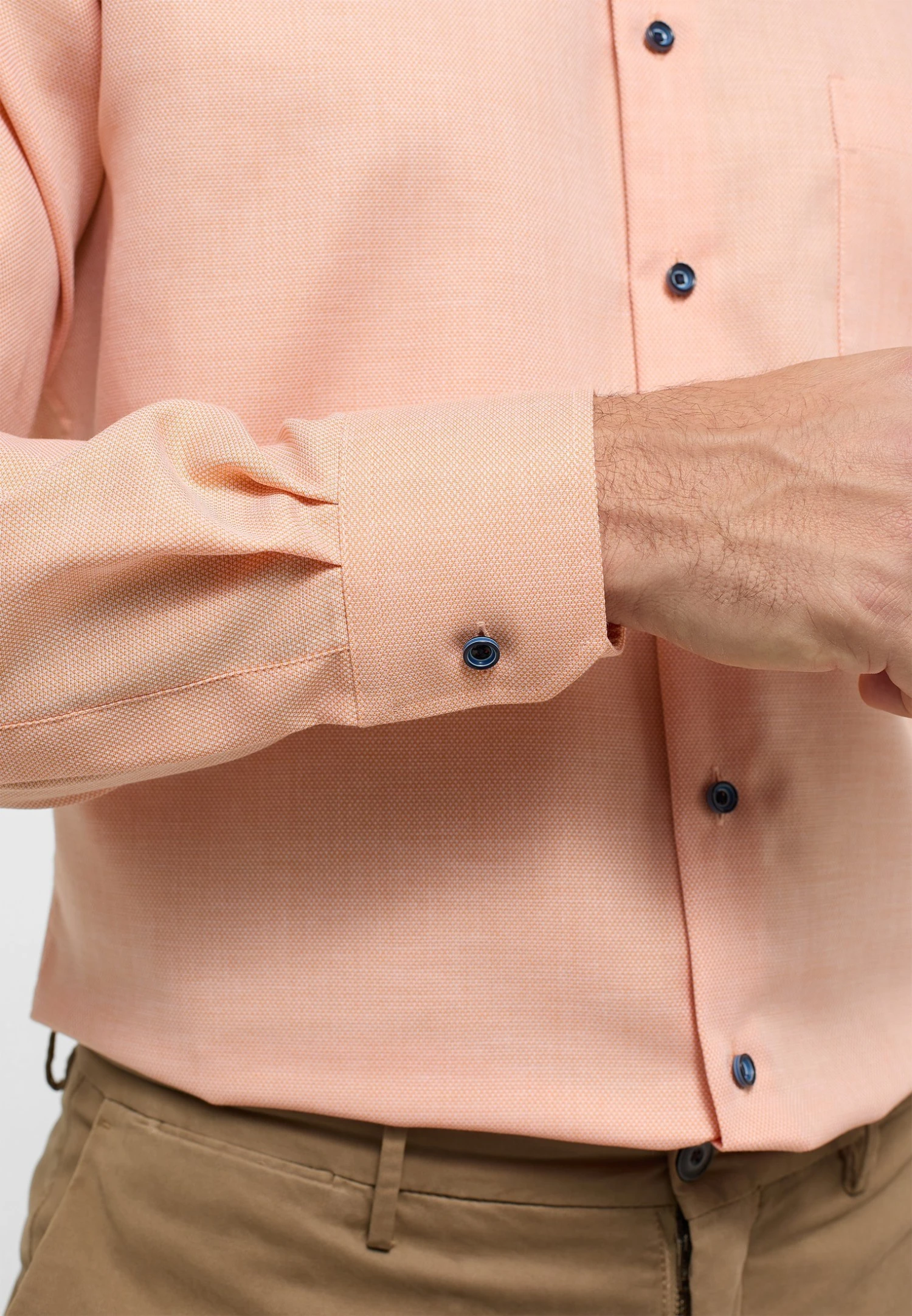 Eterna Struktur Modern Fit - Overhemd - Orange 5 Eterna Struktur Modern Fit - Overhemd - Orange - Afbeelding 3