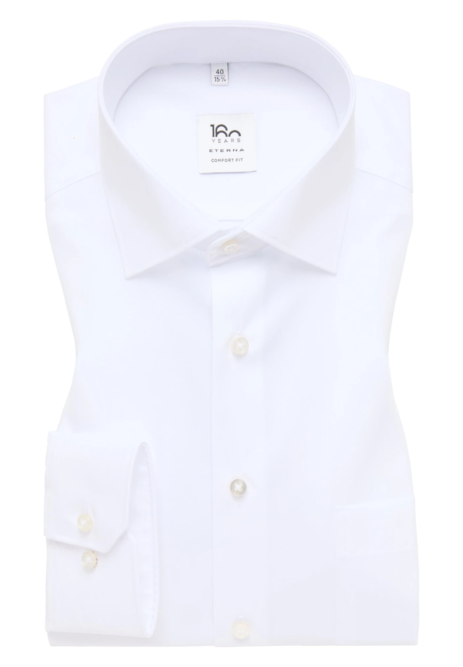 Eterna Unifarbenes Popeline-Hemd - Comfort Fit - Zakelijk Overhemd - Weiß 8 Eterna Unifarbenes Popeline-Hemd - Comfort Fit - Zakelijk Overhemd - Weiß - Afbeelding 6
