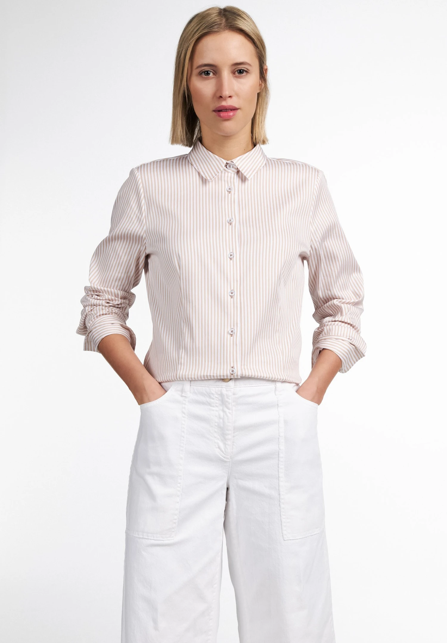 Eterna Langarm Modern Classic - Overhemdblouse - Beige 3 Eterna Langarm Modern Classic - Overhemdblouse - Beige