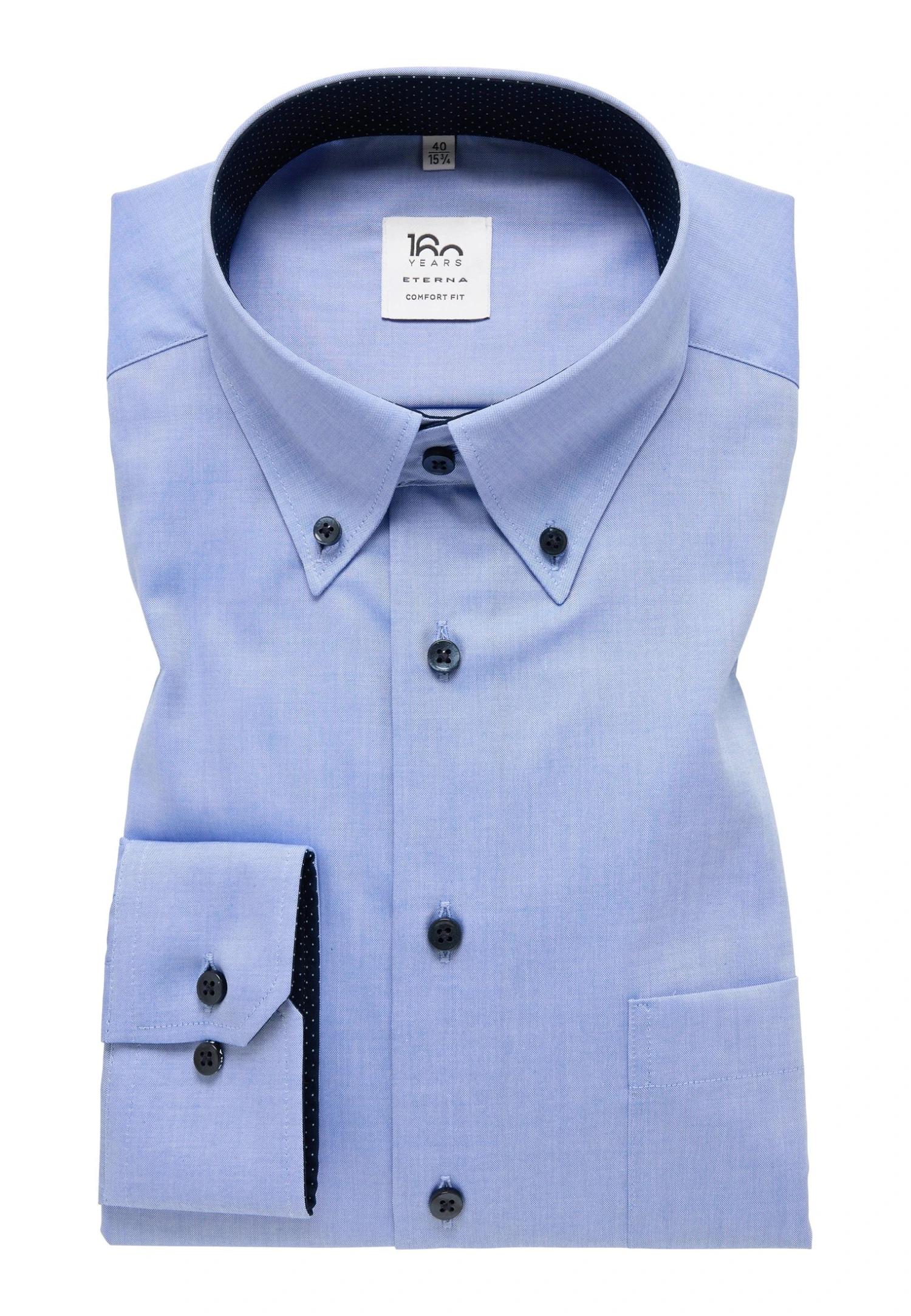 Eterna Unifarbenes Pinpoint Comfort Fit - Overhemd - Blau 7 Eterna Unifarbenes Pinpoint Comfort Fit - Overhemd - Blau - Afbeelding 5