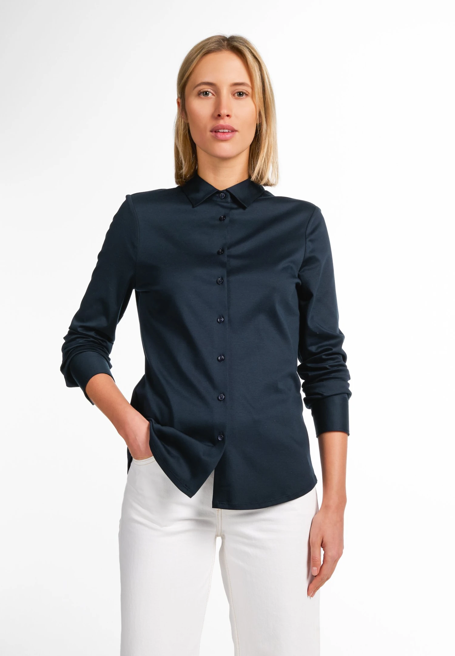 Eterna Langarm Modern Classic - Overhemdblouse - Marineblau 3 Eterna Langarm Modern Classic - Overhemdblouse - Marineblau