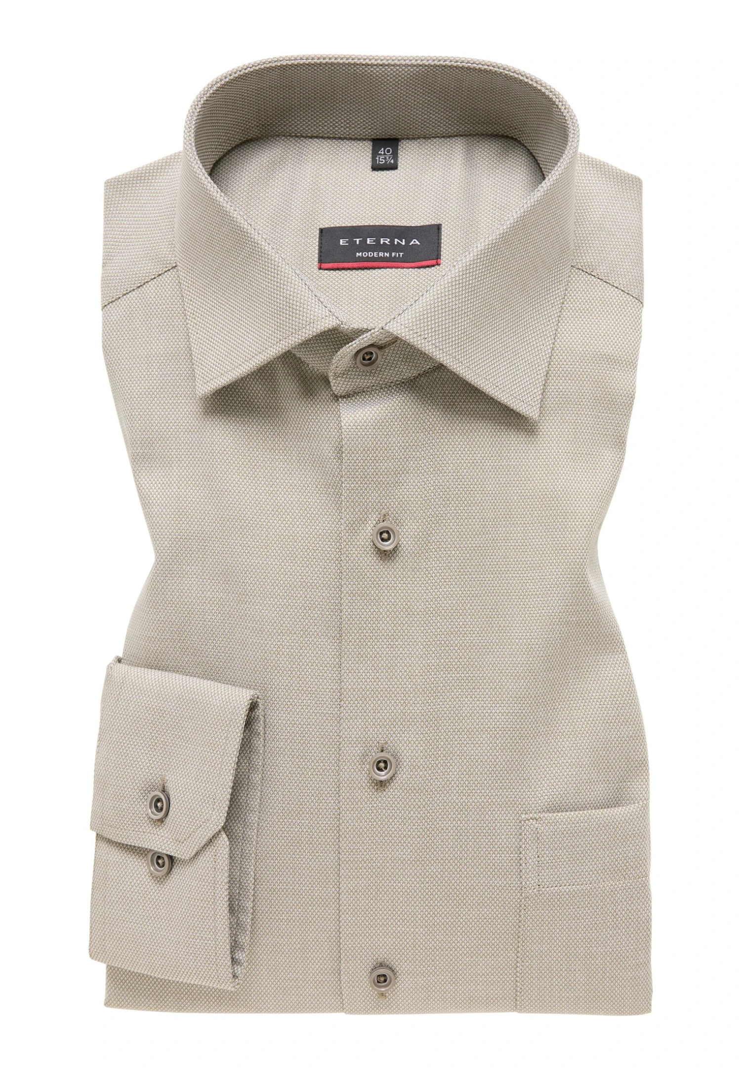 Eterna Struktur Modern Fit - Overhemd - Khaki 8 Eterna Struktur Modern Fit - Overhemd - Khaki - Afbeelding 6