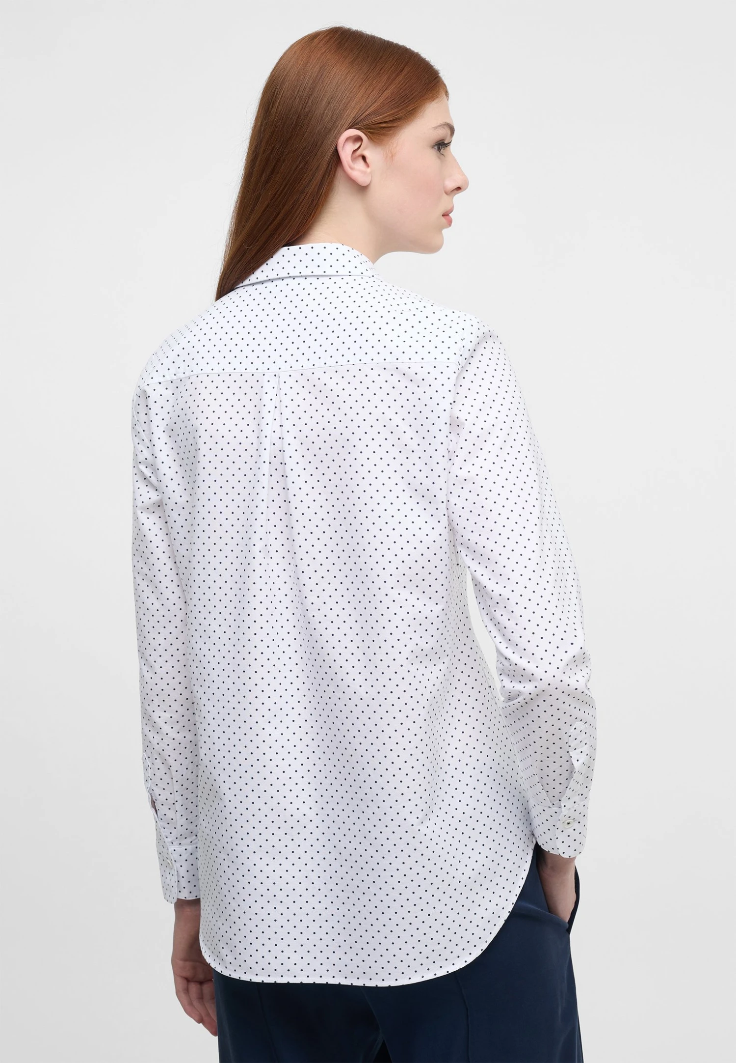 Eterna Oxford Regular Fit - Overhemdblouse - Weiß/Navy 4 Eterna Oxford Regular Fit - Overhemdblouse - Weiß/Navy - Afbeelding 2