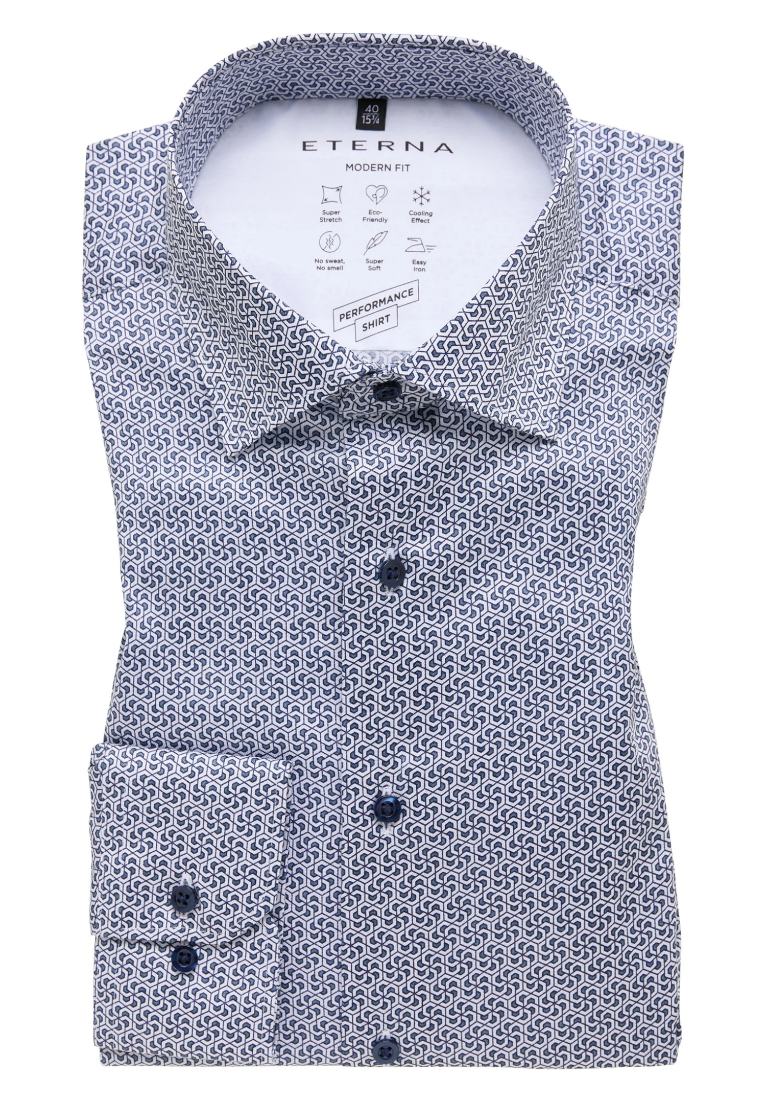 Eterna Performance Modern Fit - Overhemd - Rauchblau 8 Eterna Performance Modern Fit - Overhemd - Rauchblau - Afbeelding 6