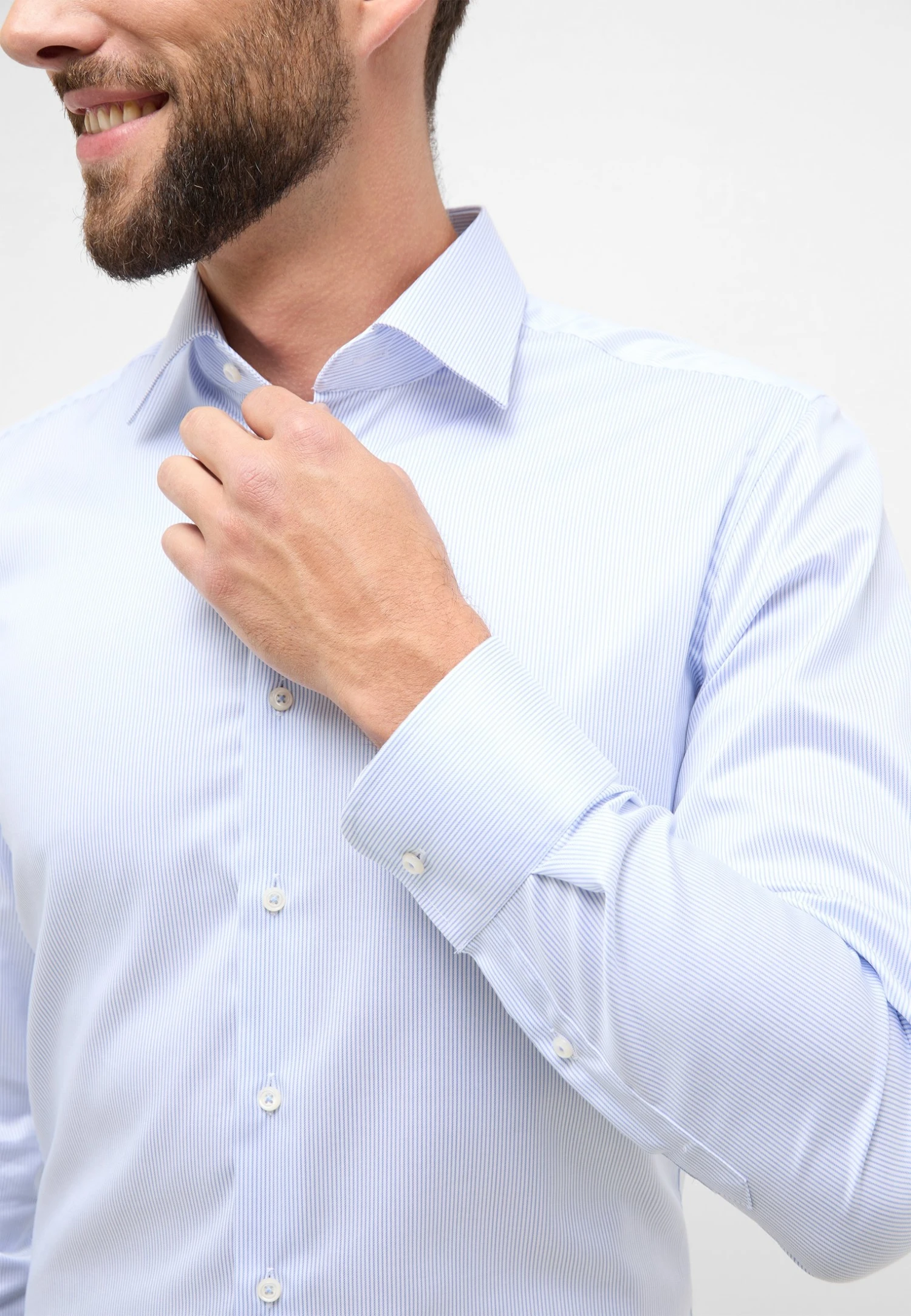Eterna Gestreiftes Slim Fit - Zakelijk Overhemd - Hellblau 5 Eterna Gestreiftes Slim Fit - Zakelijk Overhemd - Hellblau - Afbeelding 3