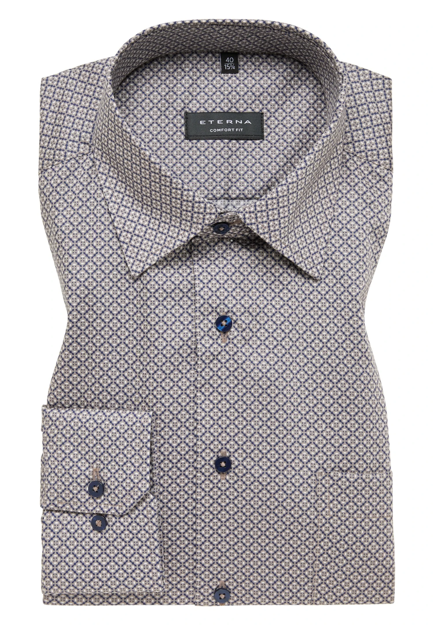 Eterna Bedrucktes Comfort Fit - Overhemd - Beige 8 Eterna Bedrucktes Comfort Fit - Overhemd - Beige - Afbeelding 6