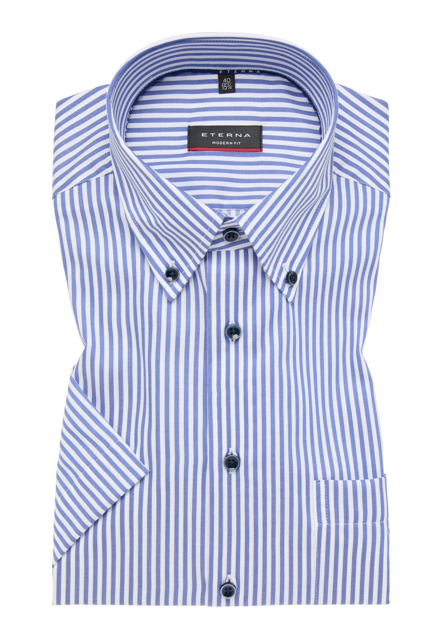 Eterna Gestreiftes Modern Fit - Overhemd - Royal Blau 8 Eterna Gestreiftes Modern Fit - Overhemd - Royal Blau - Afbeelding 6